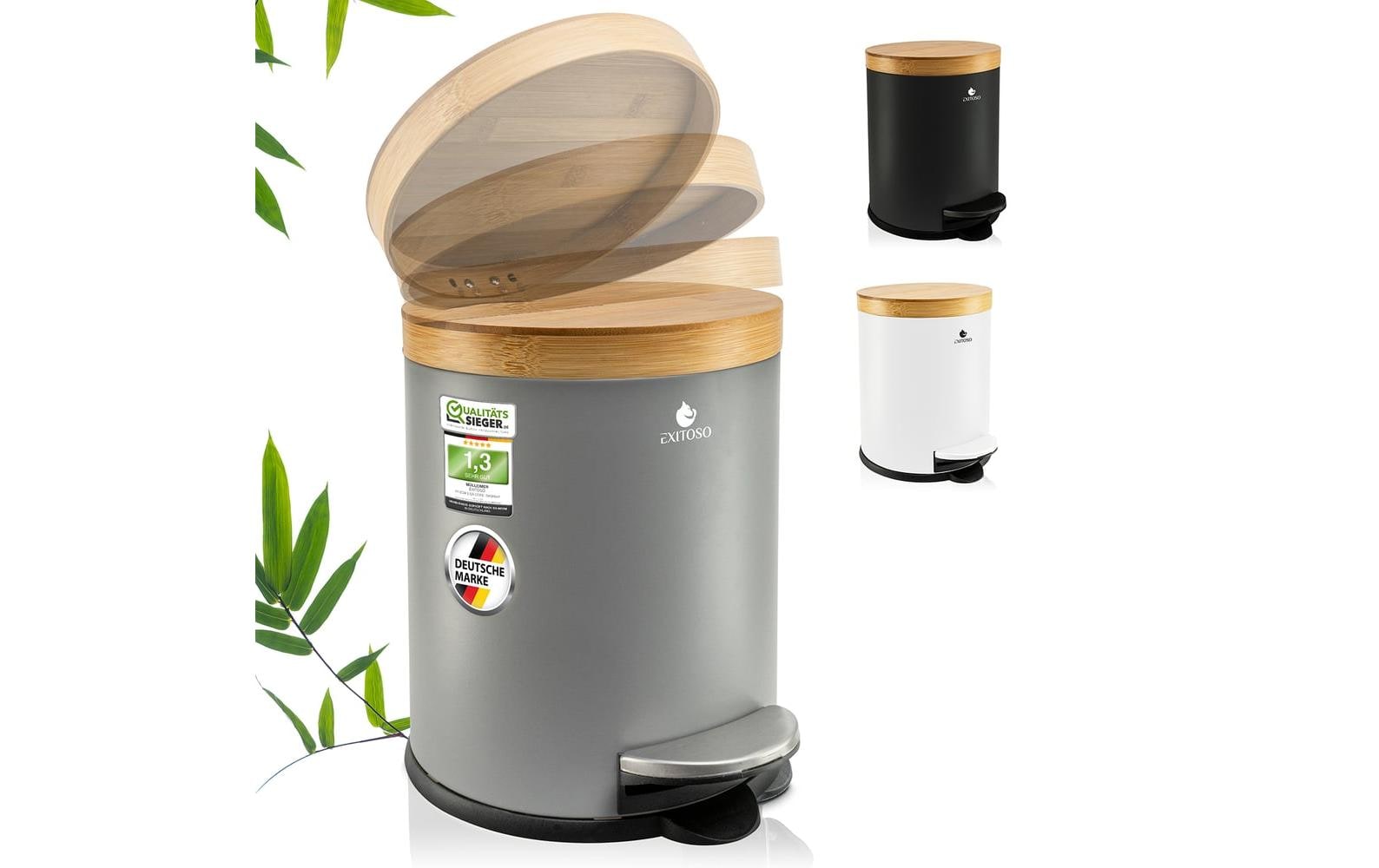 Exitoso Tretmülleimer mit Softclose-Deckel 5 l, Grau