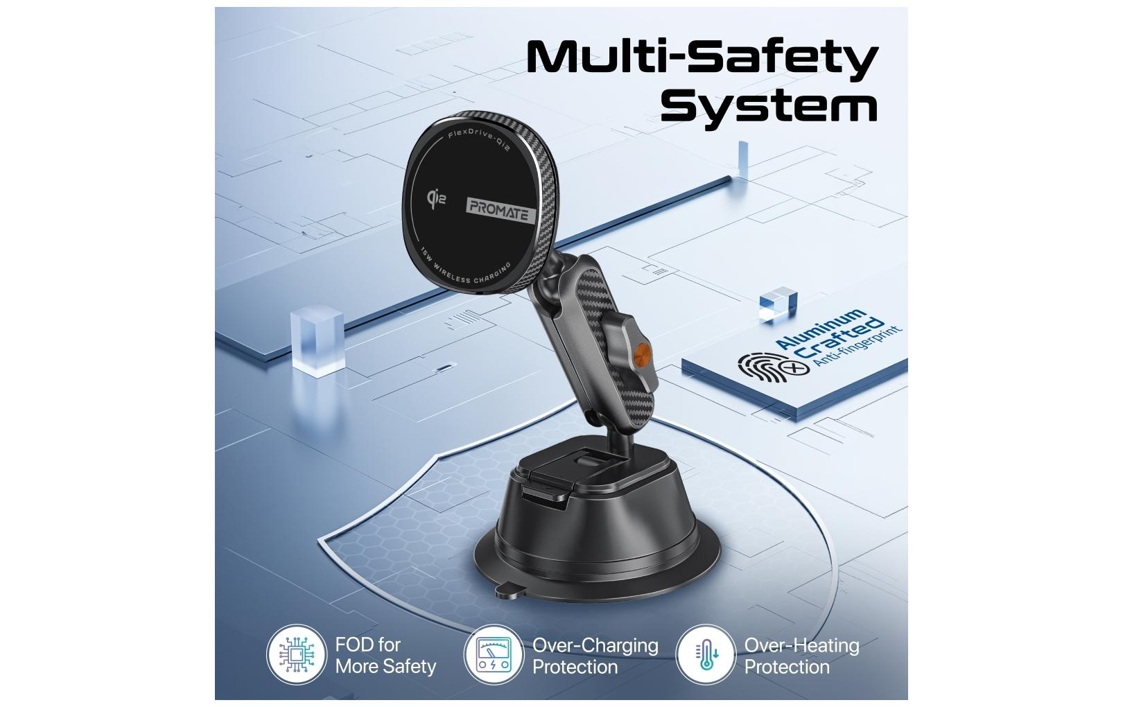 Promate Smartphone-Halterung FlexDrive Qi2