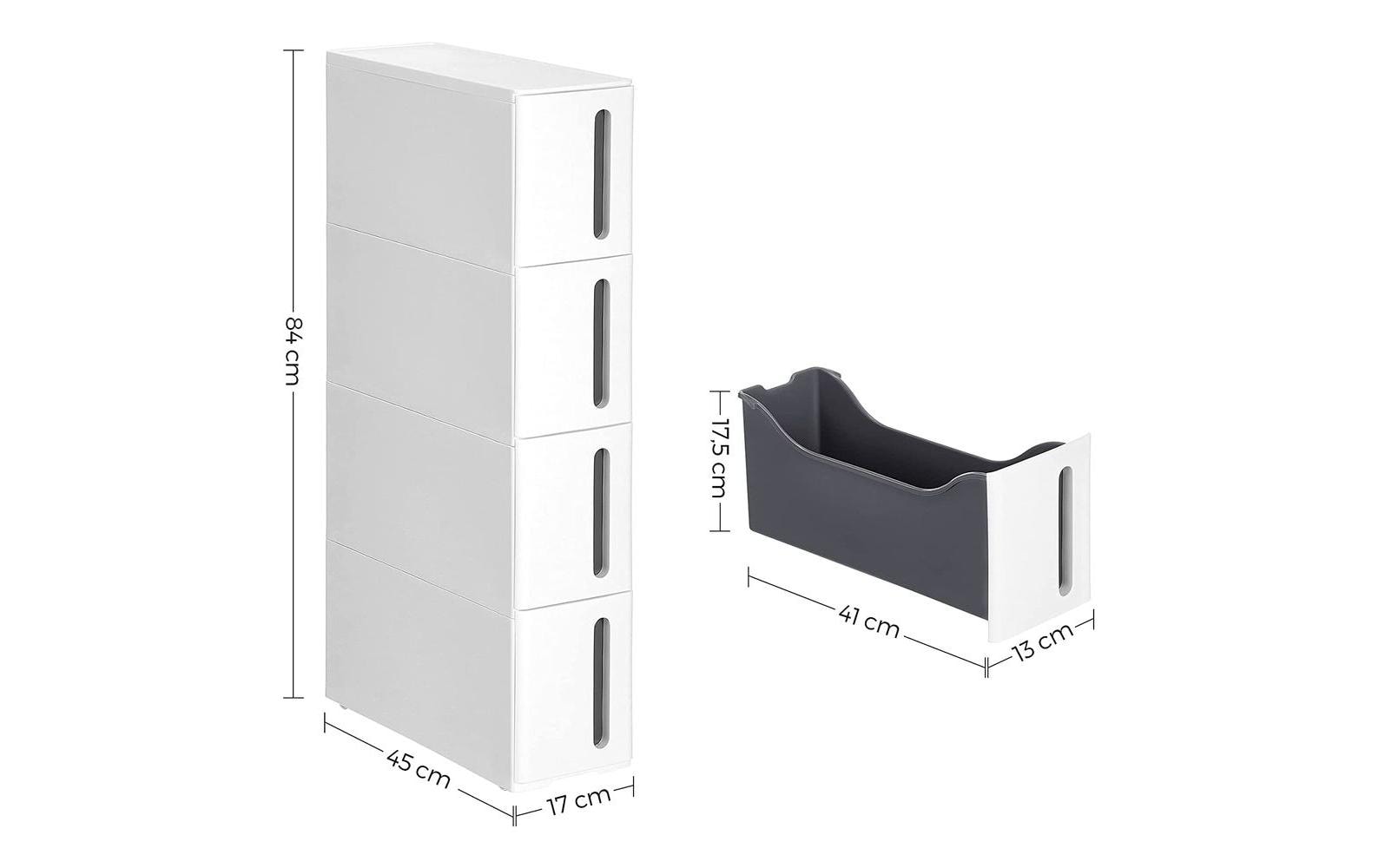 Songmics Nischenregal auf Rädern 17 x 83 x 45 cm, Weiss