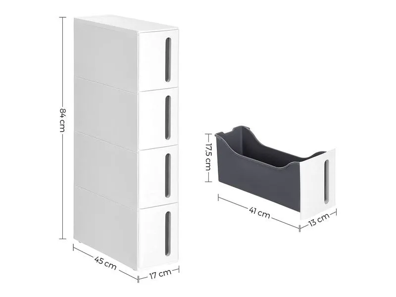 Songmics Nischenregal auf Rädern 17 x 83 x 45 cm, Weiss Songmics Nischenregal auf Rädern 17 x 83 x 45 cm, Weiss