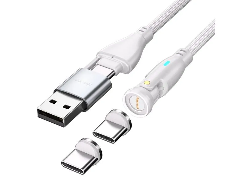 4smarts USB-Kabel C/A 540° Magnetkabel GravityCord 100W 1.8 m Weiss