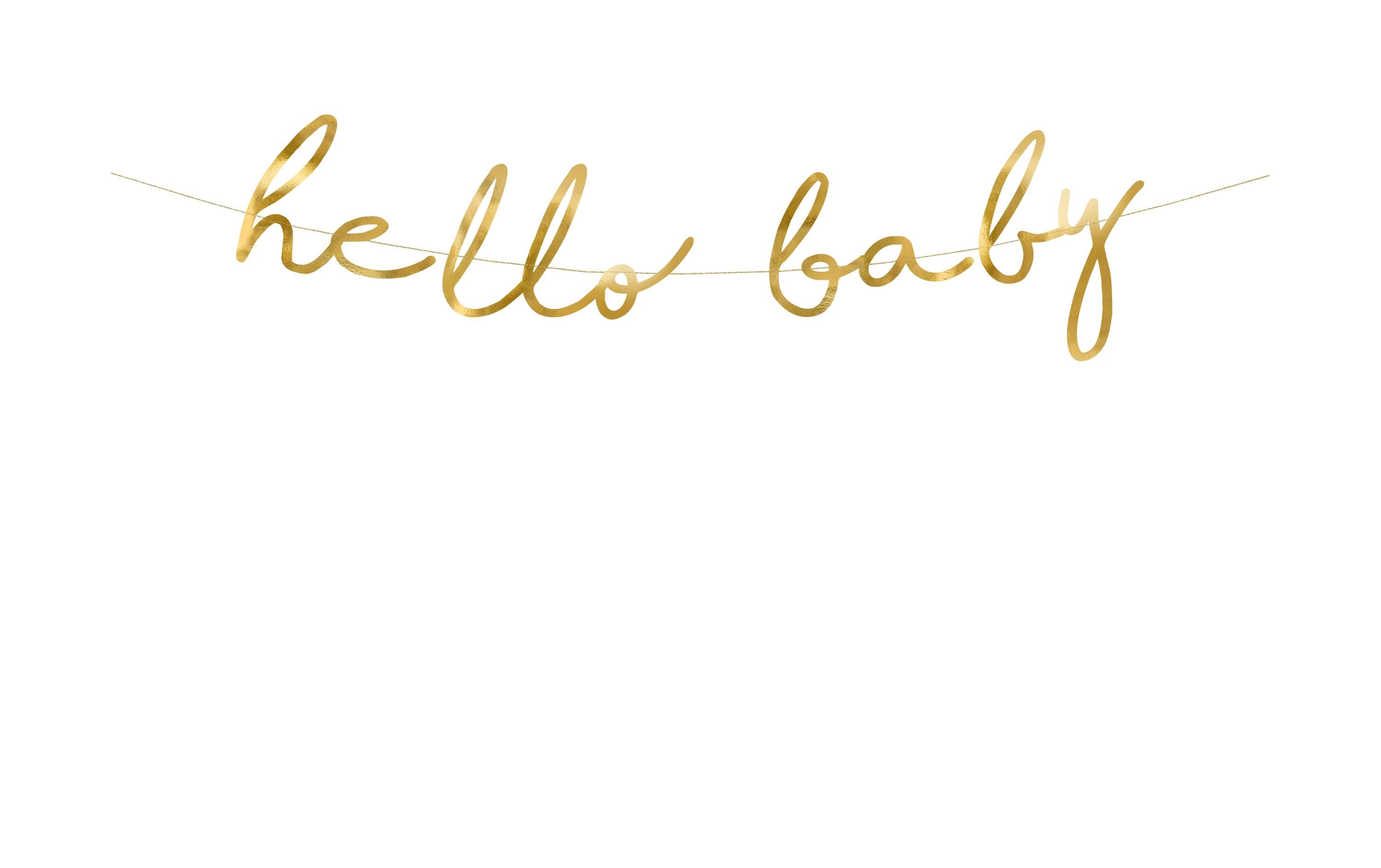 Partydeco Girlande Hello Baby 0.7 m, Gold