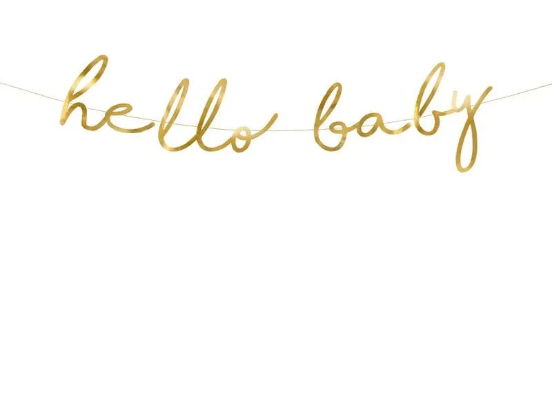 Partydeco Girlande Hello Baby 0.7 m, Gold