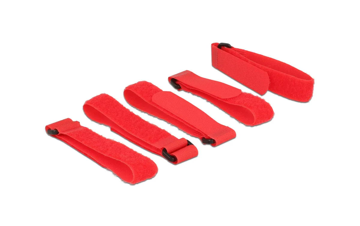 Delock Klettkabelbinder mit Schlaufe Rot 300 mm x 20 mm, 5 Stück Delock Klettkabelbinder mit Schlaufe Rot 300 mm x 20 mm, 5 Stück