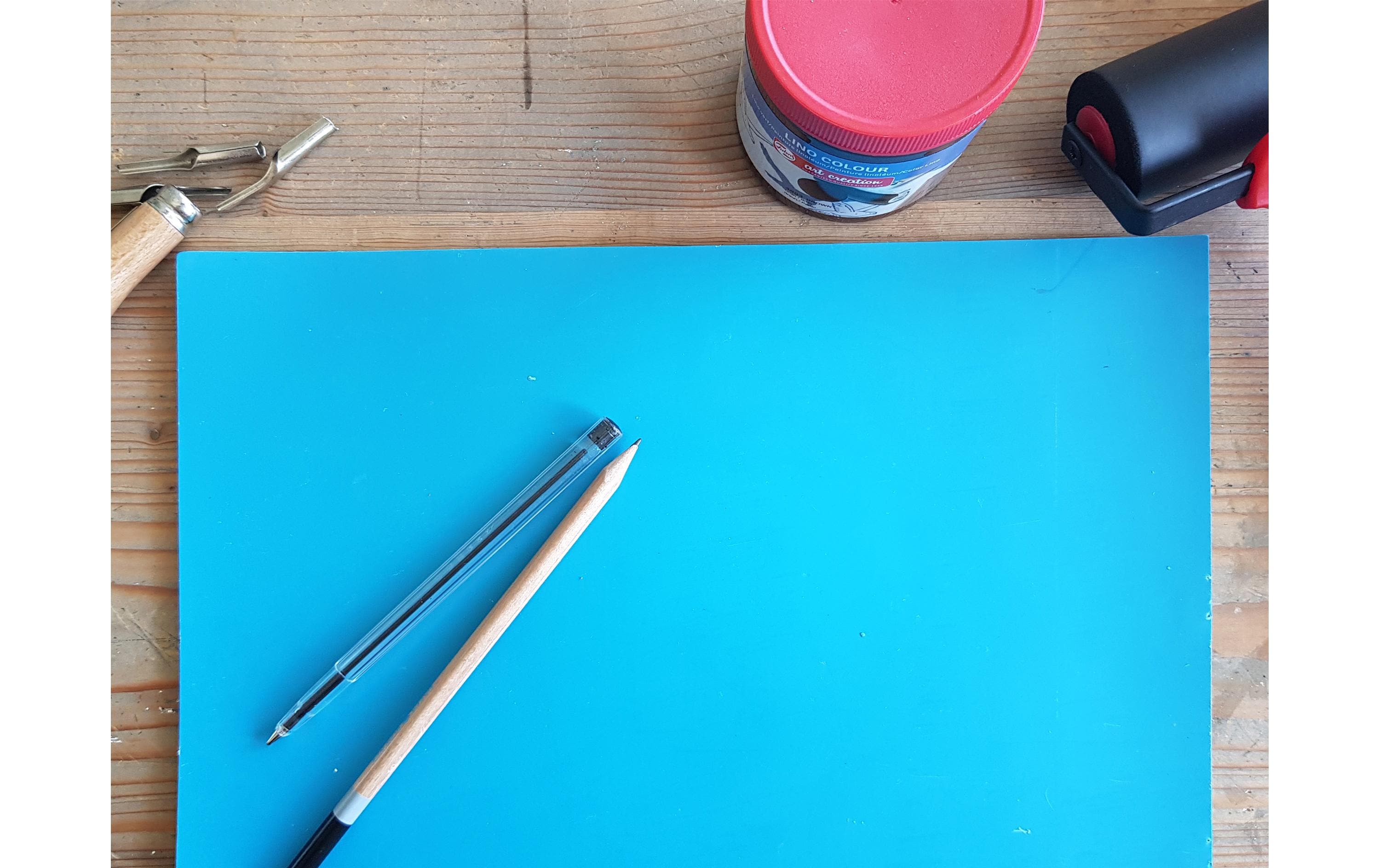 Talens Stempel Zubehör Linolschnittplatte 10 x 15 cm, Blau