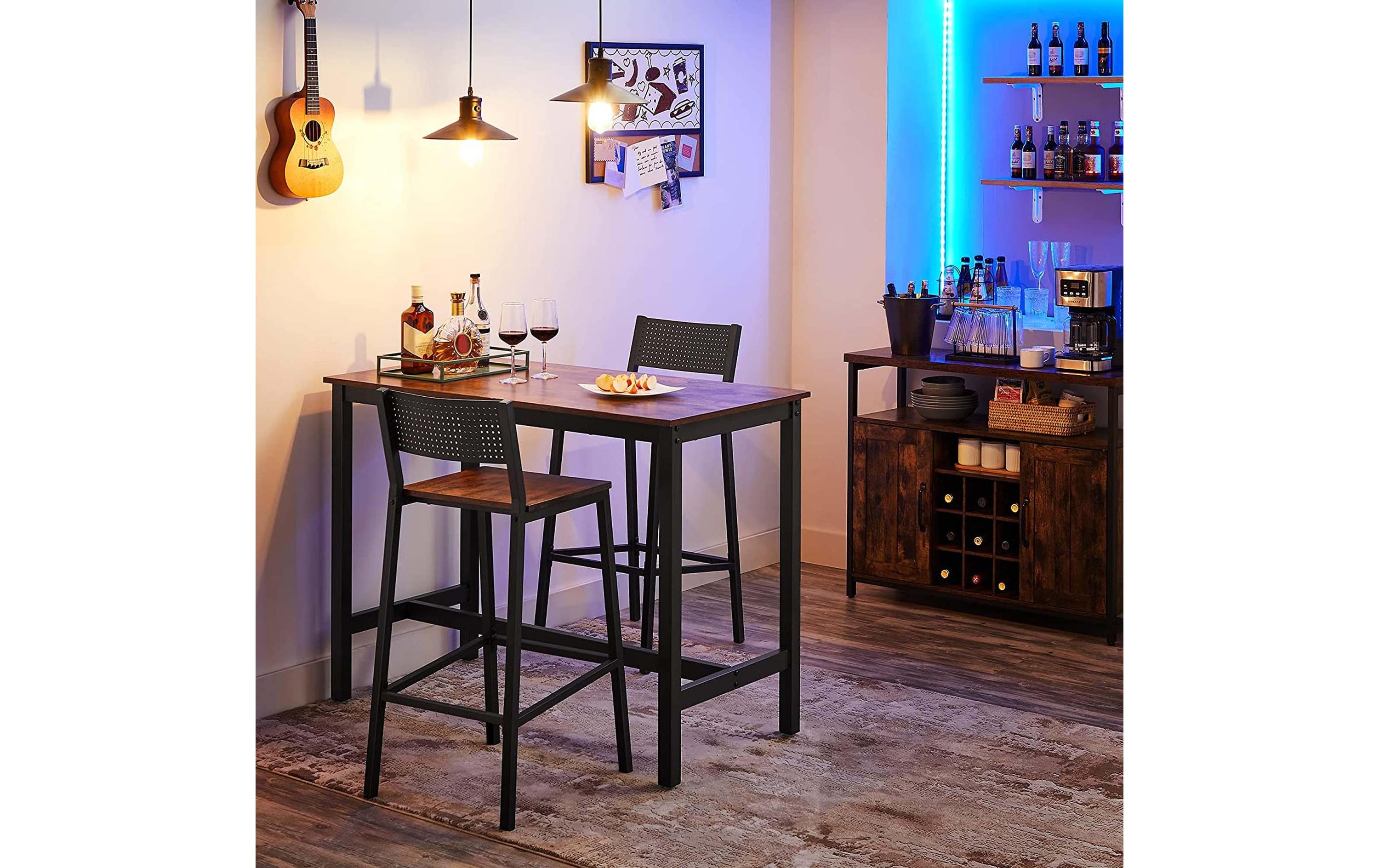 VASAGLE Barhocker 2 Stück 43.1 x 97.2 cm, Schwarz/Braun