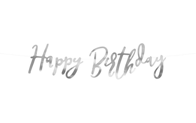 Partydeco Girlande Happy Birthday Silber, 16.5 x 62 cm