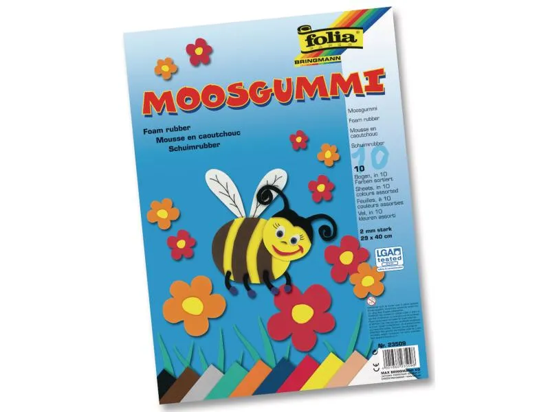 Folia Moosgummi-Set 10 Stück, Mehrfarbig