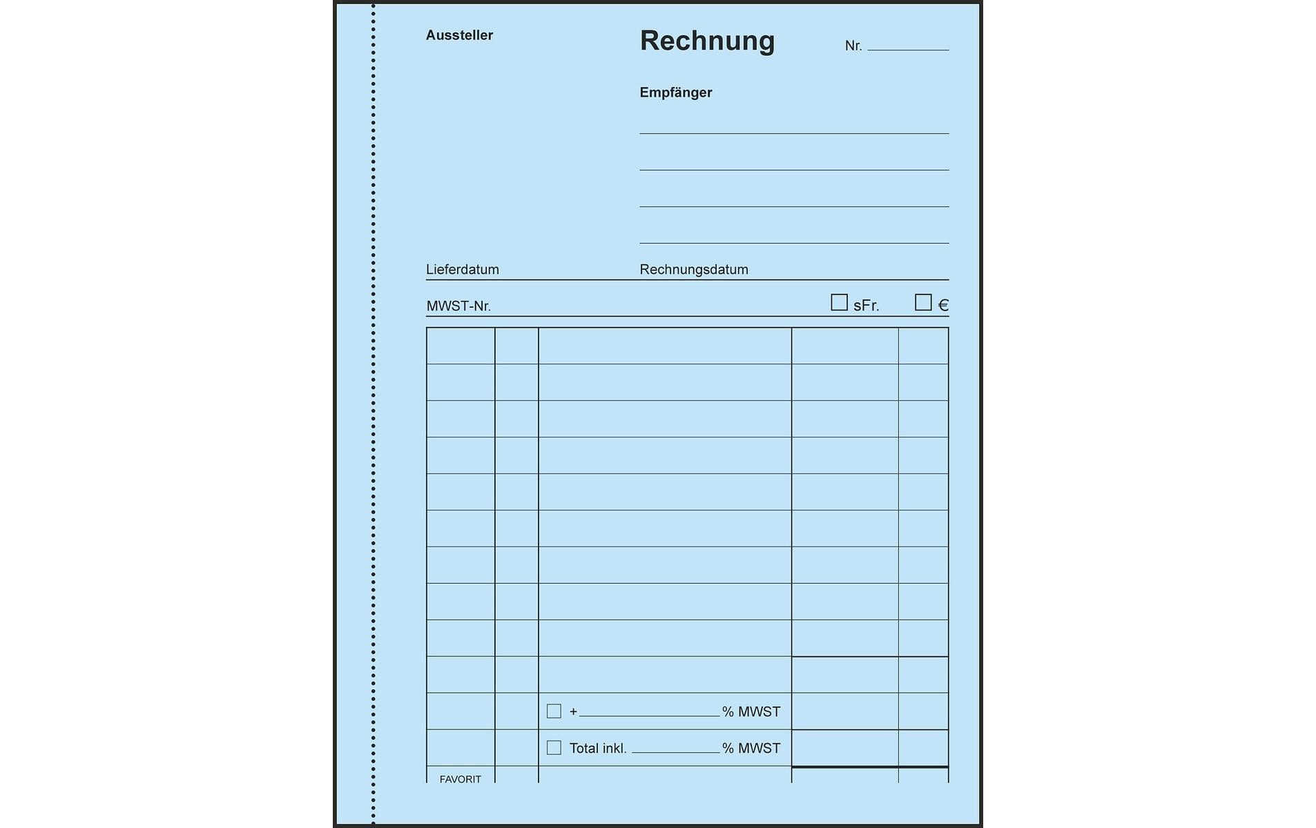 Favorit Durchschreibeblock 113 x 144 mm Rechnungen, 50 x 2 Blatt