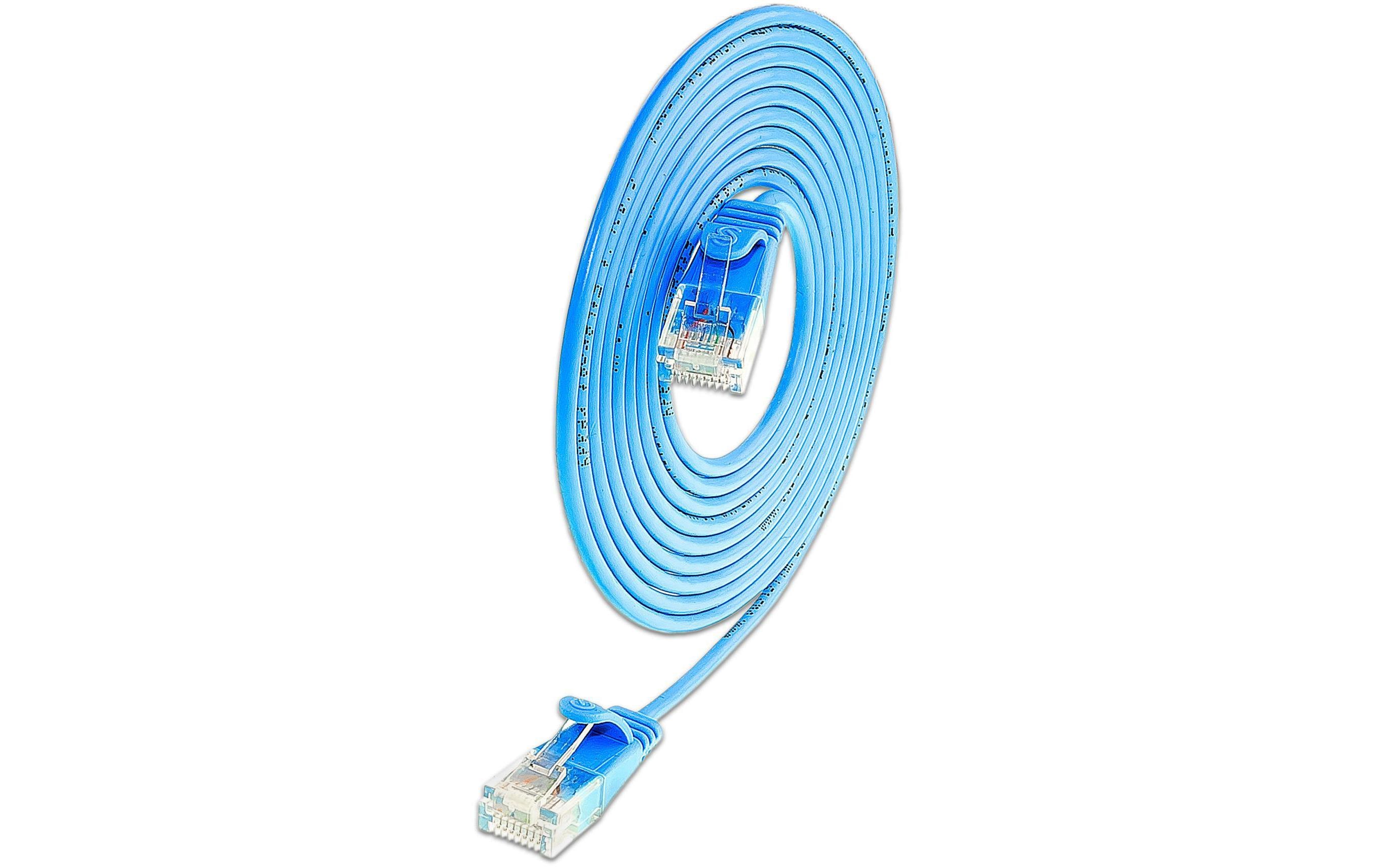 SLIM Slimpatchkabel RJ-45 - RJ-45, Cat 6, UTP, 7.5 m, Blau