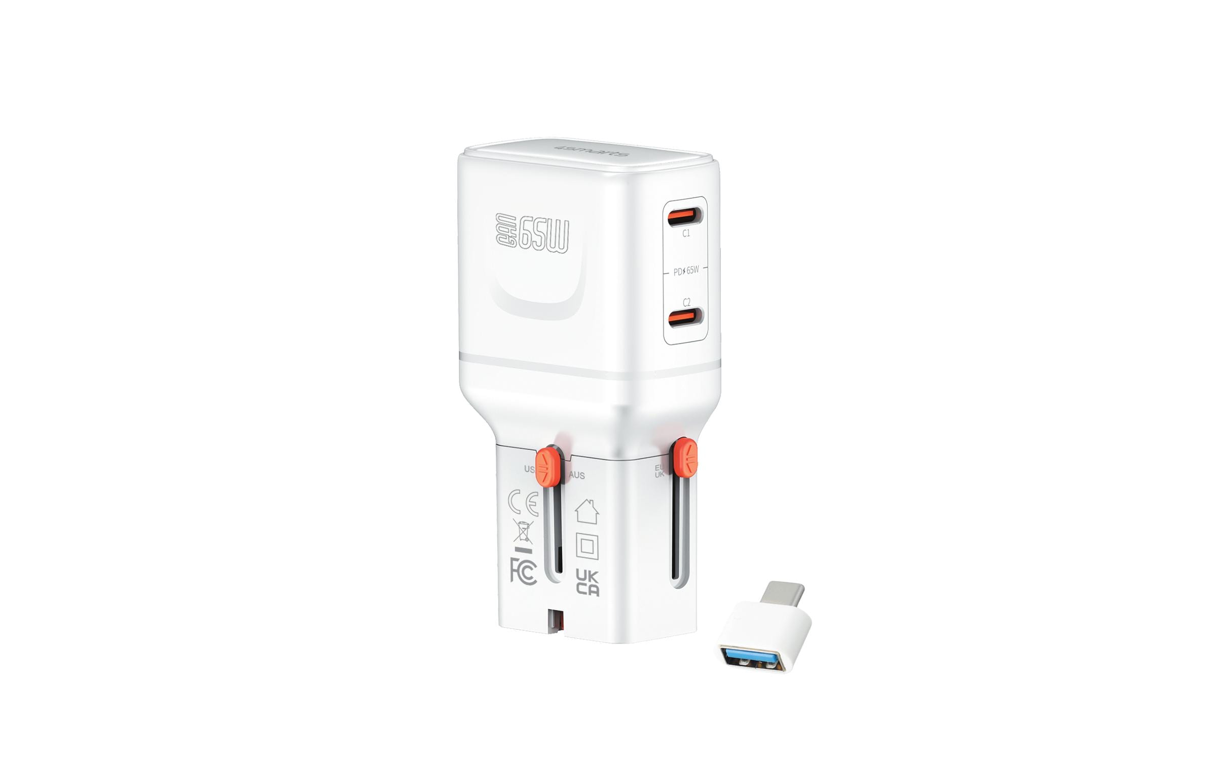 4smarts Weltreiseadapter Nomad Pocket 65W GaN, 2C, Weiss