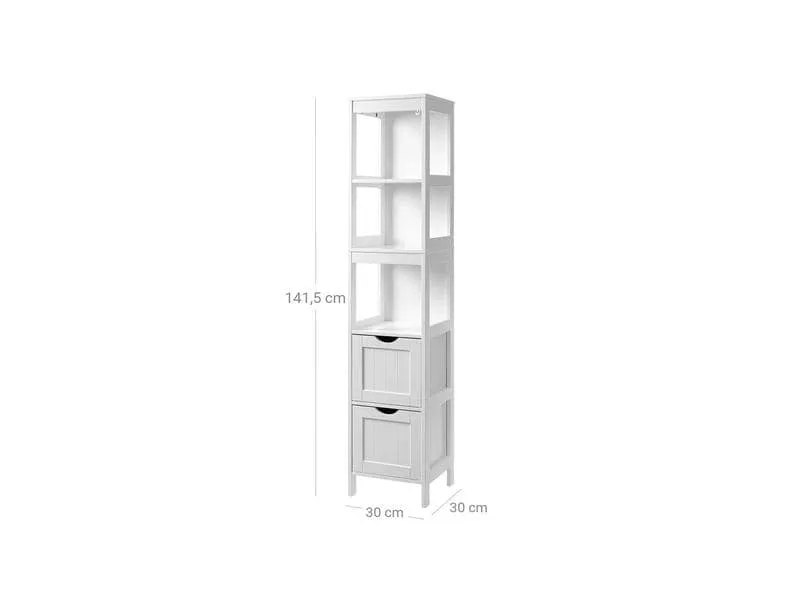 VASAGLE Badezimmerregal Landhausstil 30 x 141.5 cm, Weiss VASAGLE Badezimmerregal Landhausstil 30 x 141.5 cm, Weiss