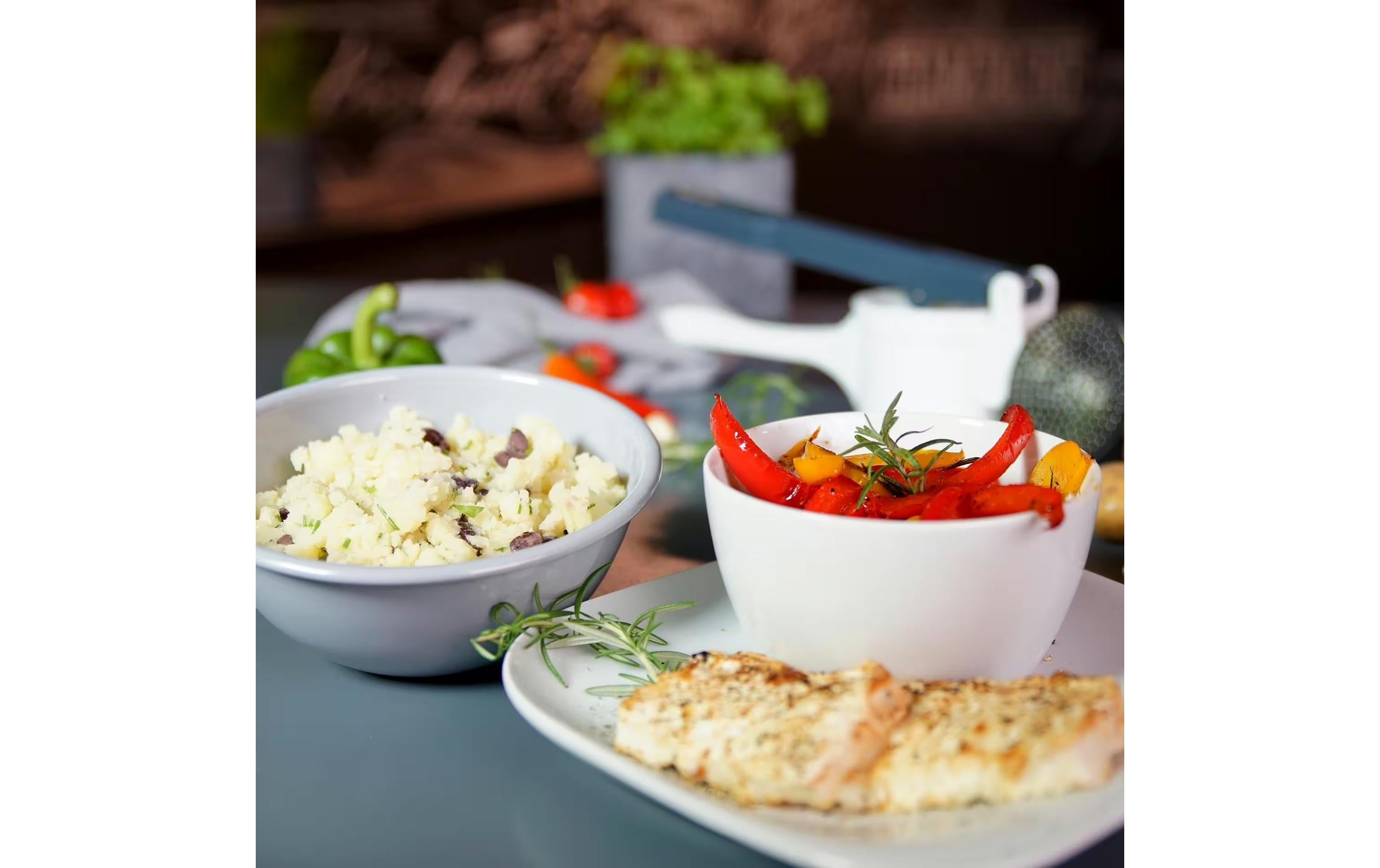 Fackelmann Spätzle- und Kartoffelpresse Blau/Weiss