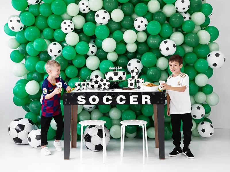 Partydeco Einwegbecher Fussball 260 ml, 6 Stück, Schwarz/Weiss