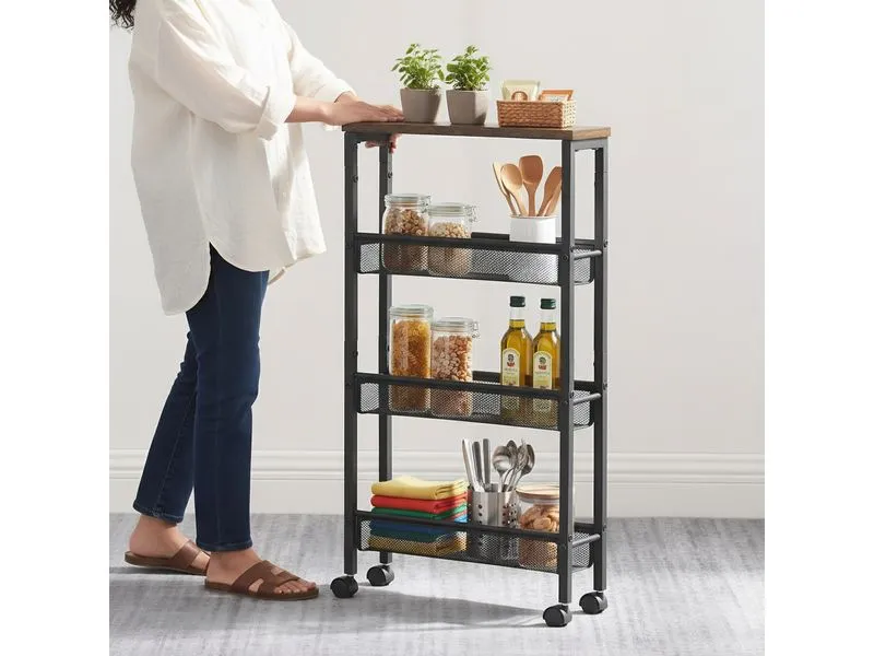relaxdays Nischenwagen 77 x 13 x 45.5 cm Schwarz/Braun