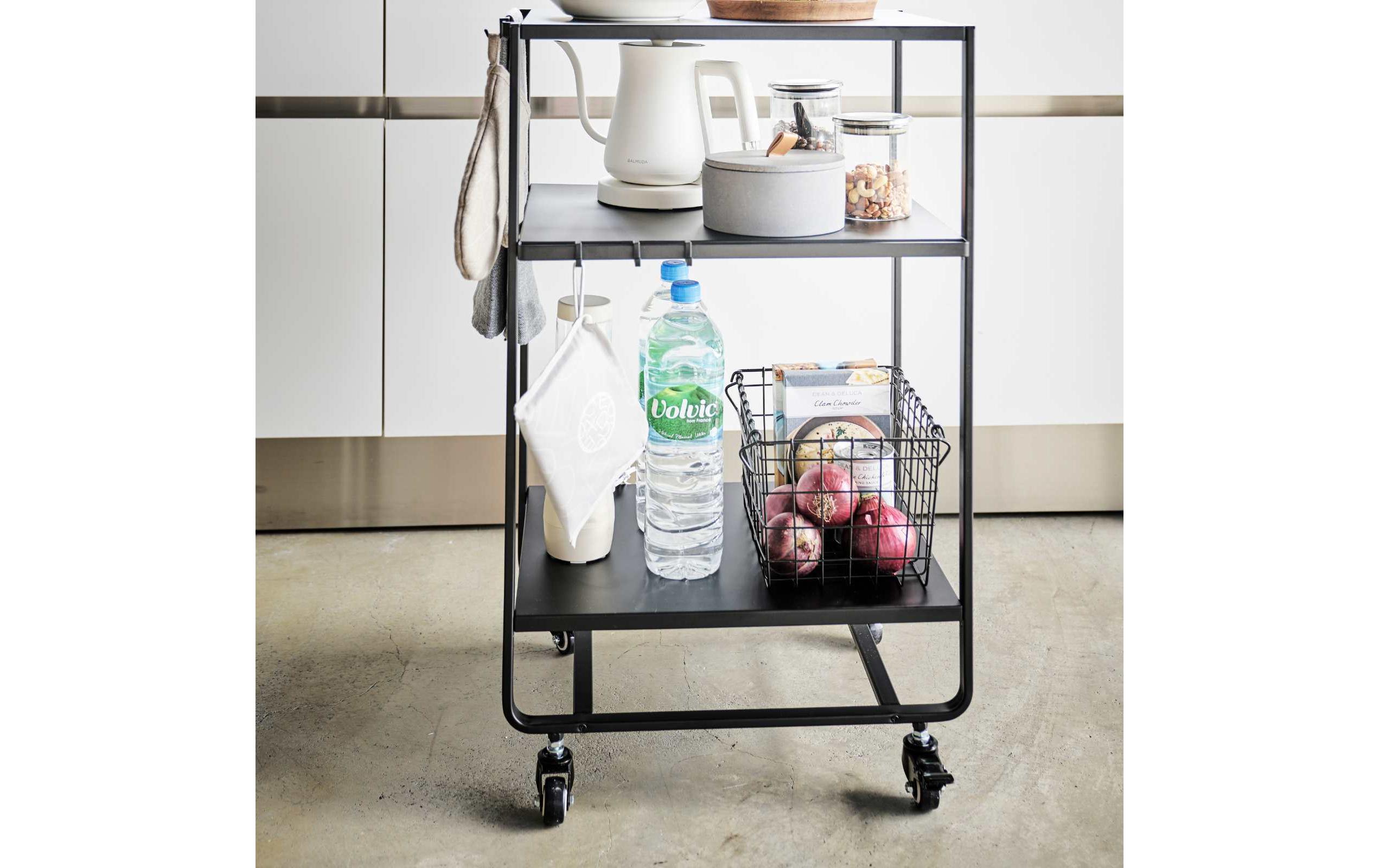 Yamazaki Küchenwagen Tower 49 x 81.5 x 38 cm, Schwarz