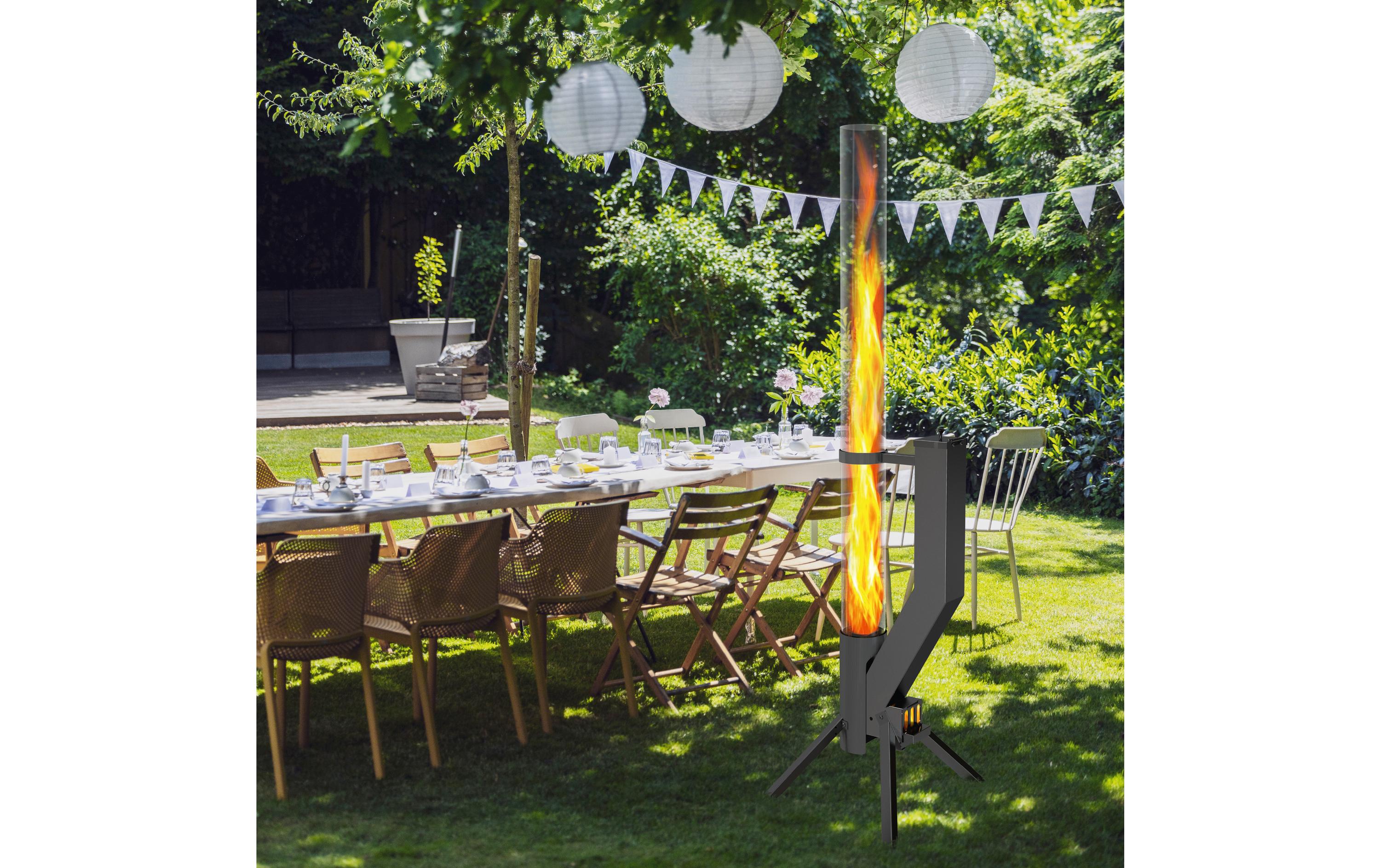 Gardenflare Klassik Feuerrohr Edelstahl Schwarz