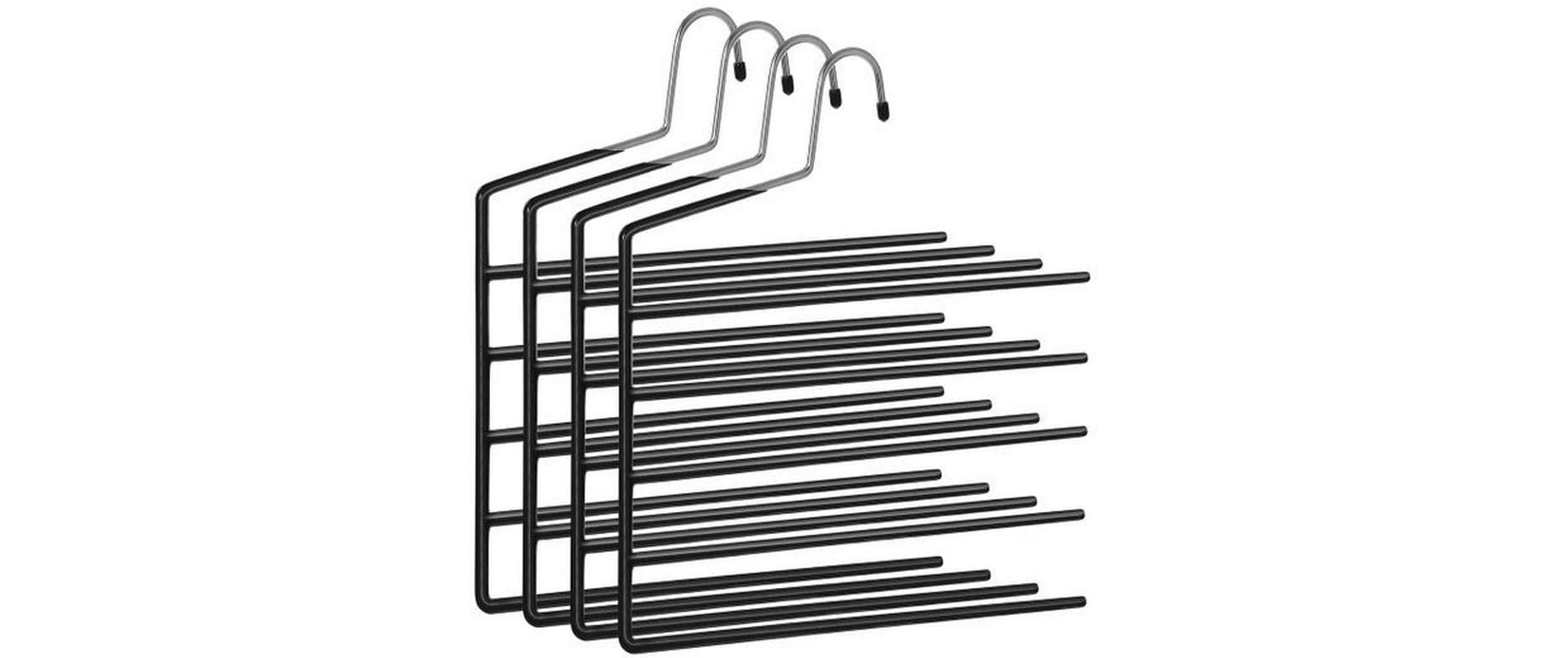 Songmics Kleiderbügel Mehrfach 4 Stück, Schwarz