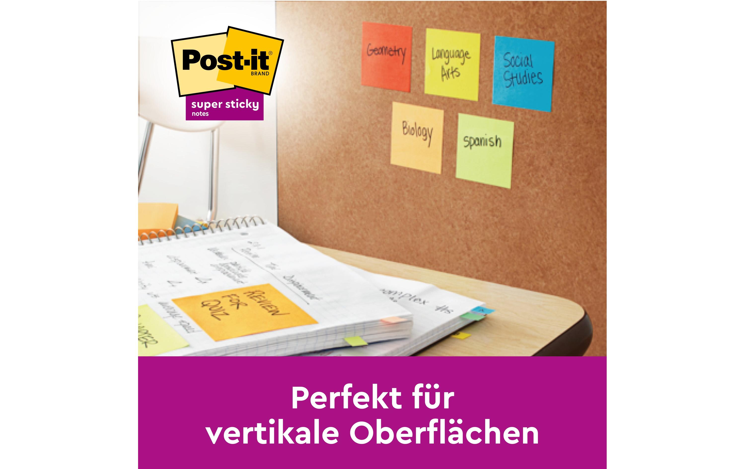Post-it Notizzettel Super Sticky 7.6 x 7.6 cm, Mehrfarbig