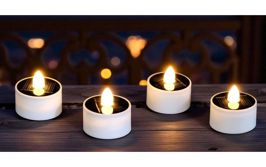 Dameco LED Solar Teelicht 4er Set warm weisses Licht