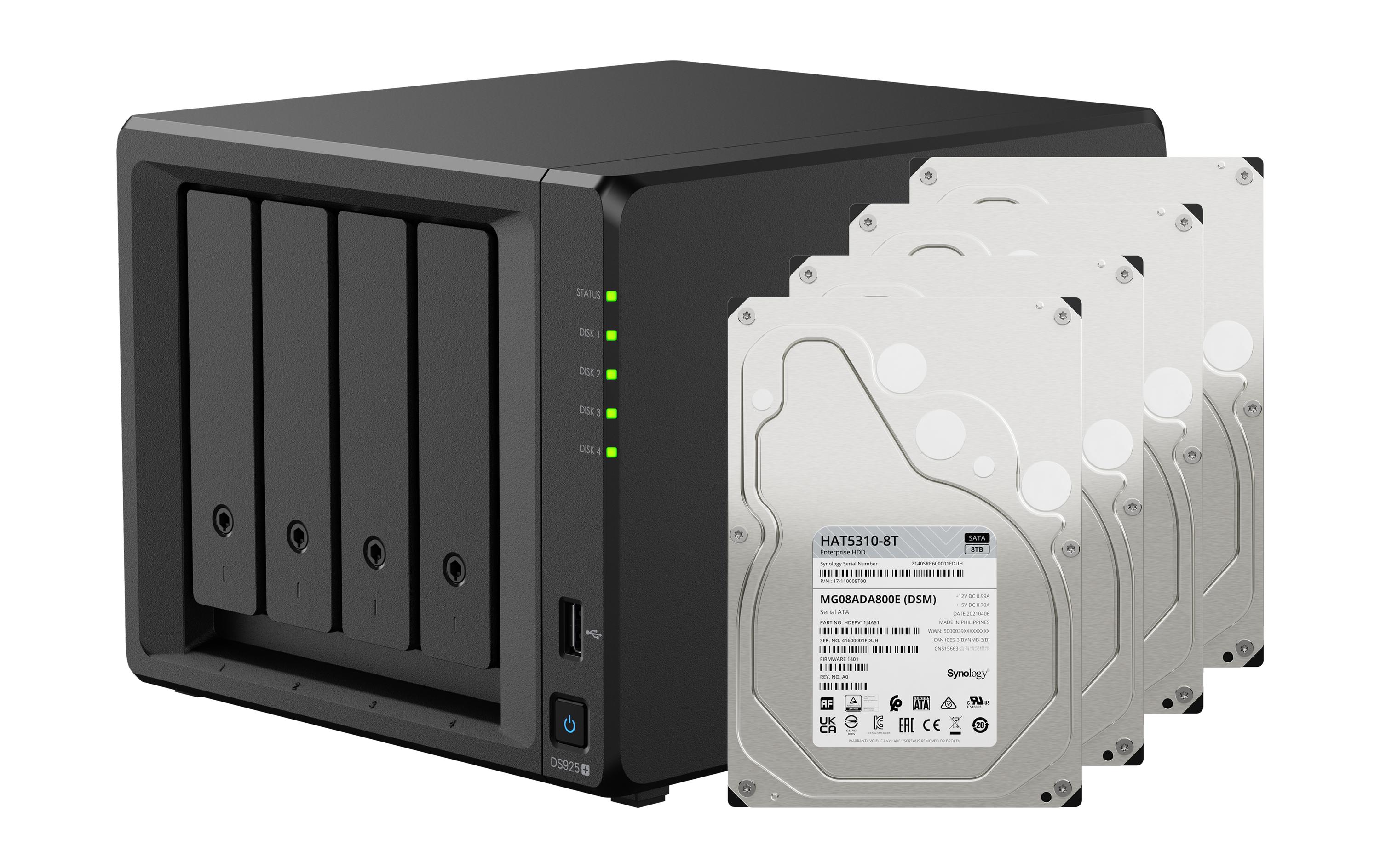 Synology NAS Diskstation DS925+ 4-bay Synology Enterprise HDD 32 TB