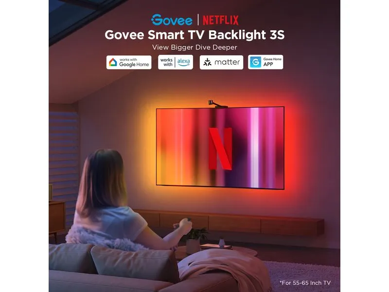 Govee Envisual TV Backlight 3S Netflix Version, RGBICW, 55-65
