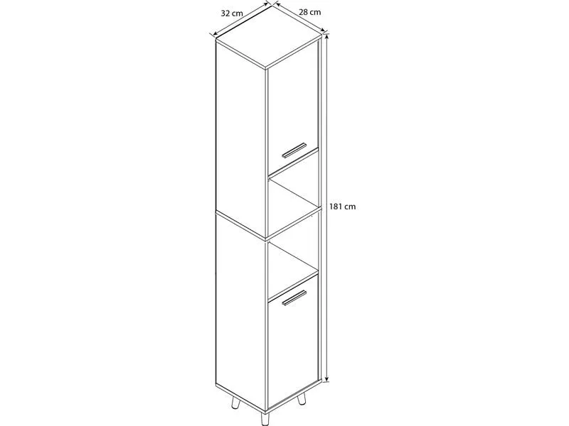 VCM Badezimmerregal Landos 32 x 184 cm, Weiss/Honig-Eiche VCM Badezimmerregal Landos 32 x 184 cm, Weiss/Honig-Eiche