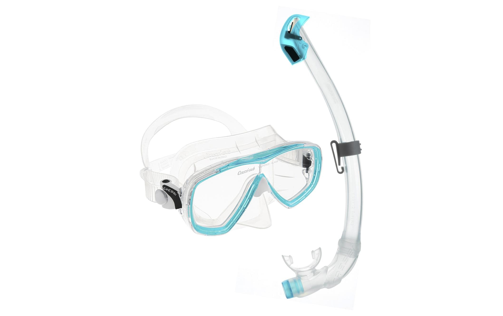 CRESSI Estrella + Seal Dry Snorkel Combo Clear/Aquamarine CRESSI Estrella + Seal Dry Snorkel Combo Clear/Aquamarine