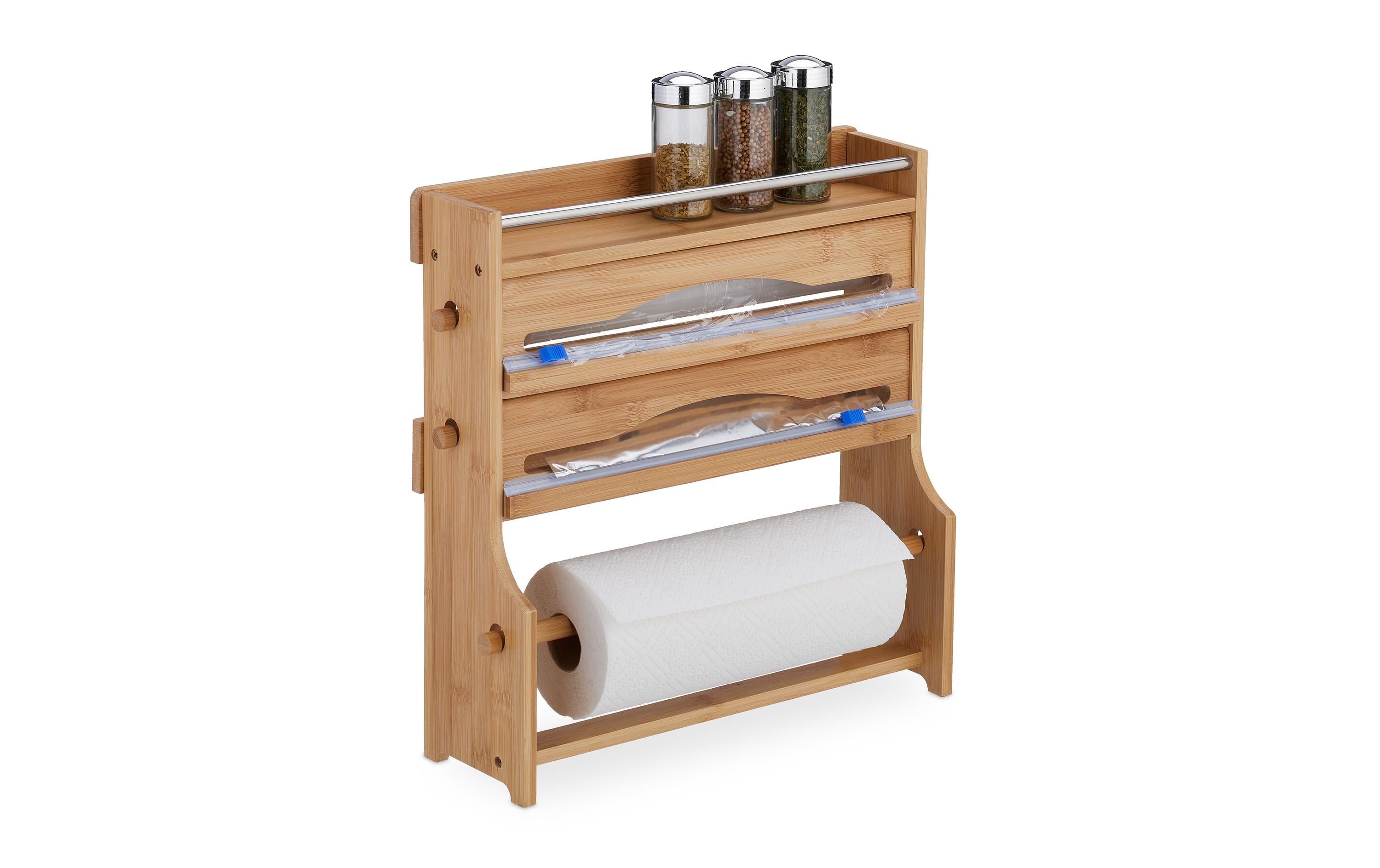 relaxdays Folienspender Transparent/Hellbraun