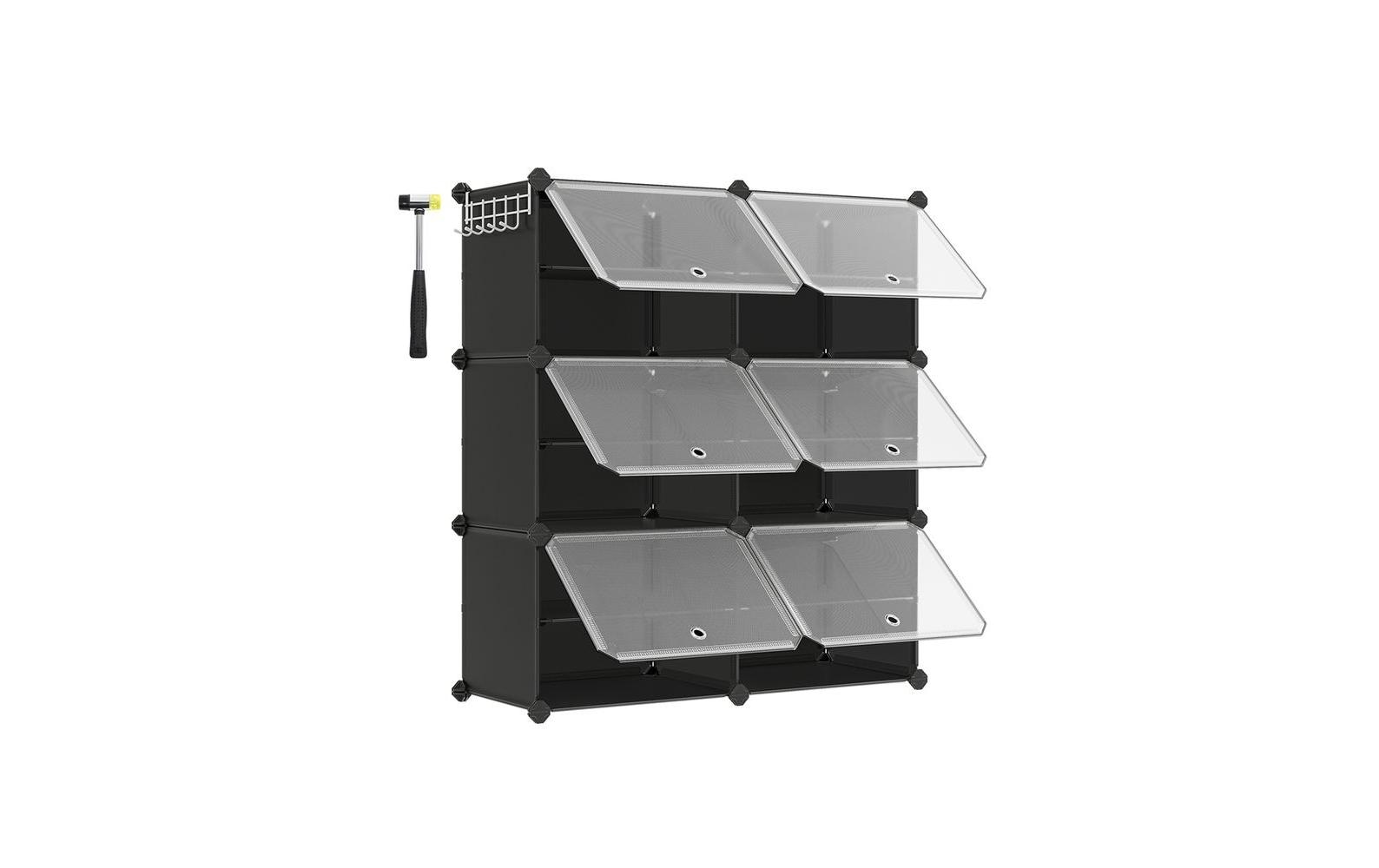 Songmics Schuhboxen stapelbar 124 x 94 cm, Schwarz