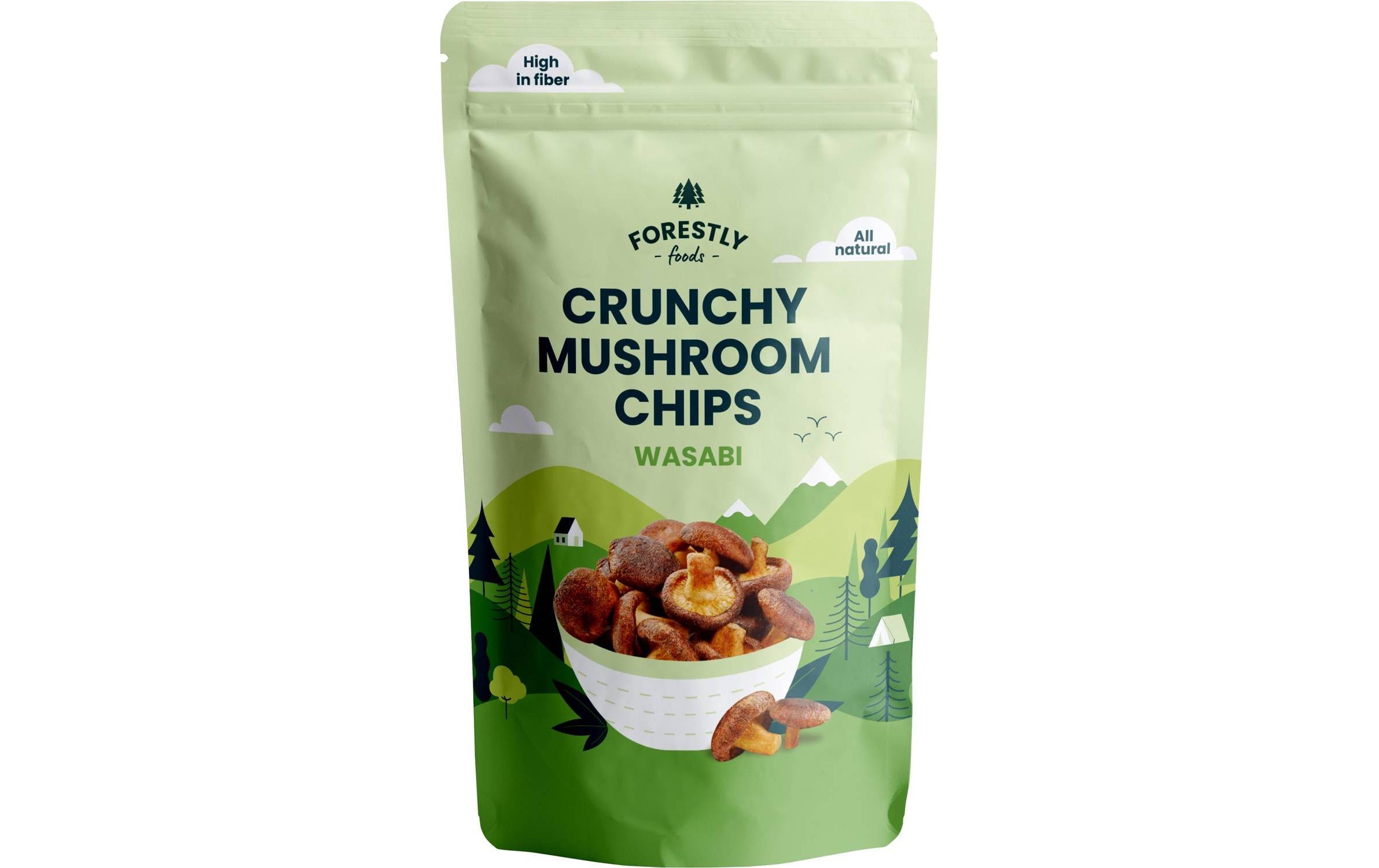 Forestly Foods Crunchy Mushroom Chips – Wasabi 50 g Forestly Foods Crunchy Mushroom Chips – Wasabi 50 g
