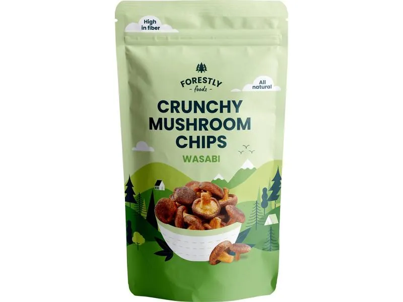 Forestly Foods Crunchy Mushroom Chips – Wasabi 50 g Forestly Foods Crunchy Mushroom Chips – Wasabi 50 g