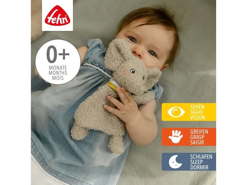 fehn Schmusetuch Elefant, Beige, 21 cm