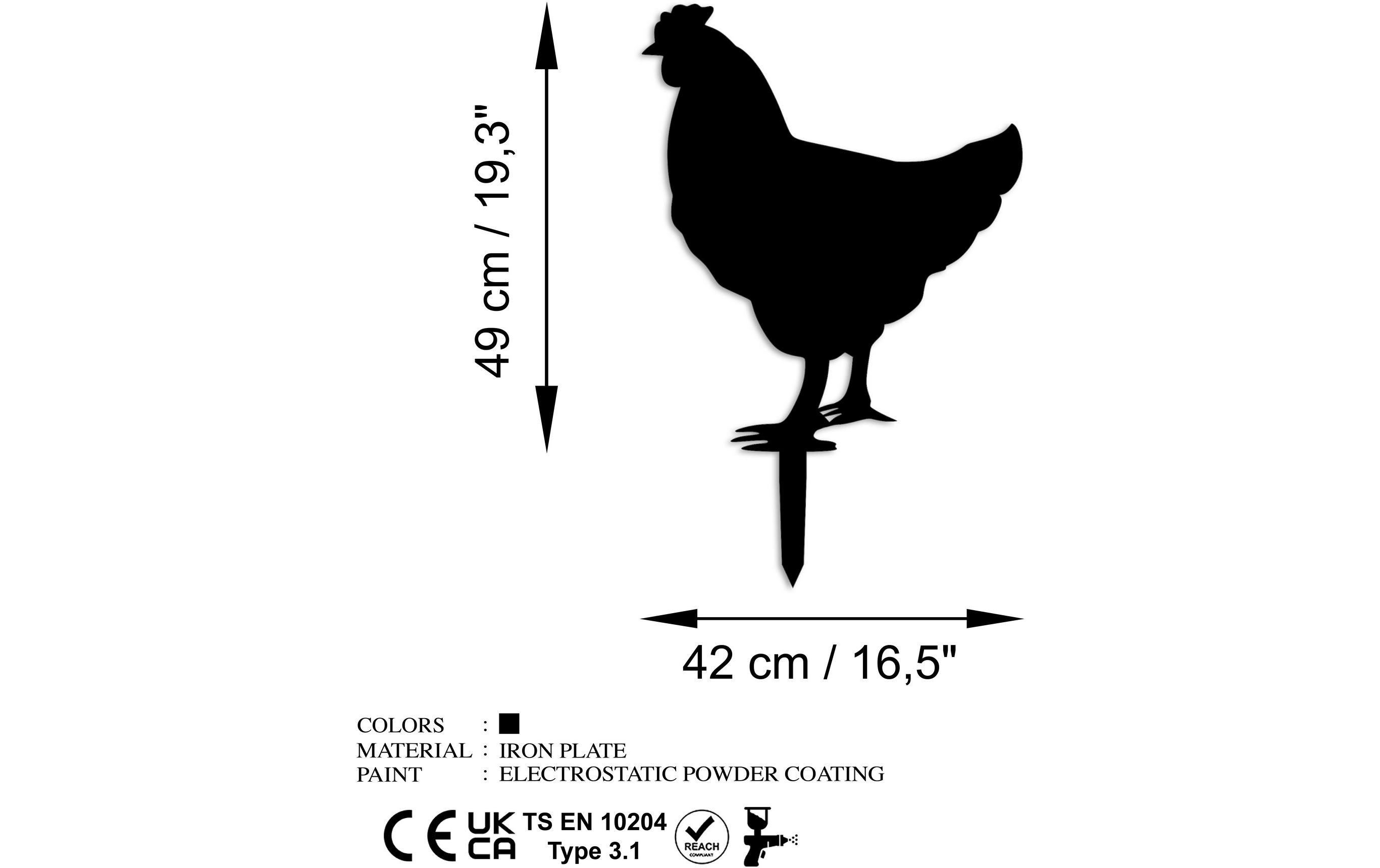 Wallxpert Gartenstecker Chicken 64 x 42 cm