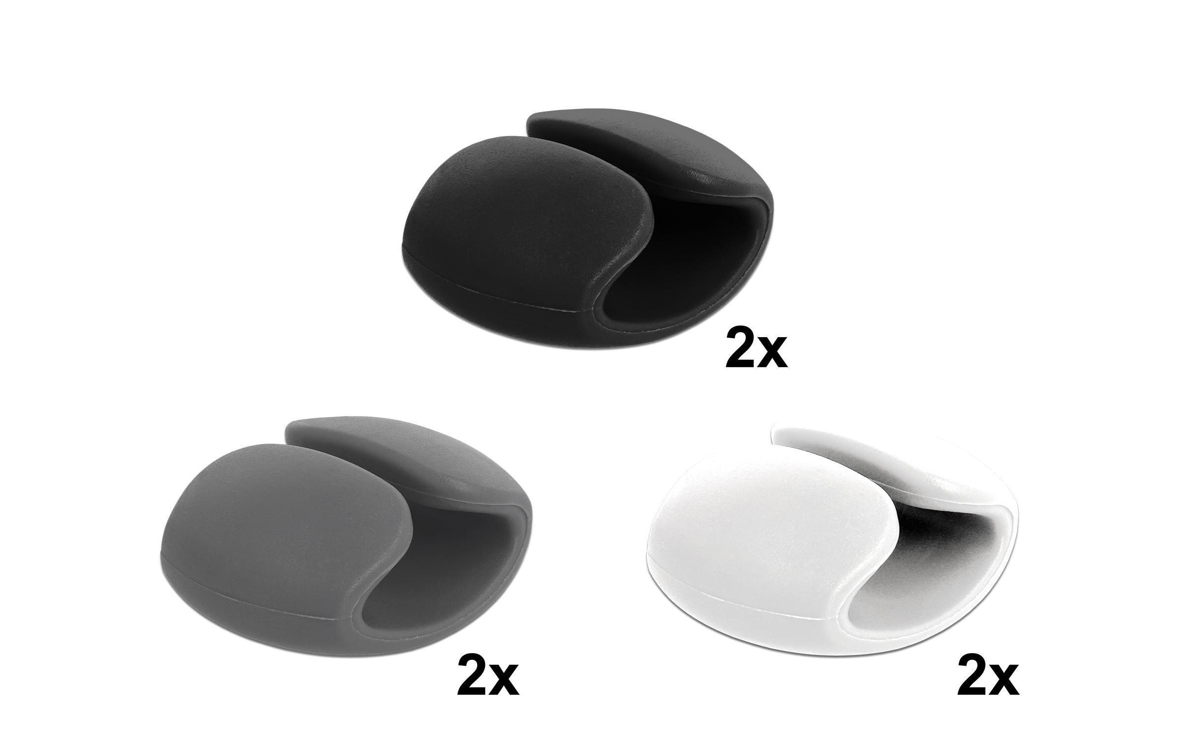 Delock Kabel-Clip 14 mm, 3x2 Stück, weiss, grau, schwarz Delock Kabel-Clip 14 mm, 3x2 Stück, weiss, grau, schwarz