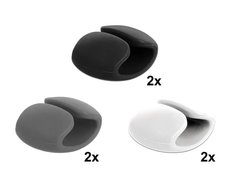 Delock Kabel-Clip 14 mm, 3x2 Stück, weiss, grau, schwarz Delock Kabel-Clip 14 mm, 3x2 Stück, weiss, grau, schwarz