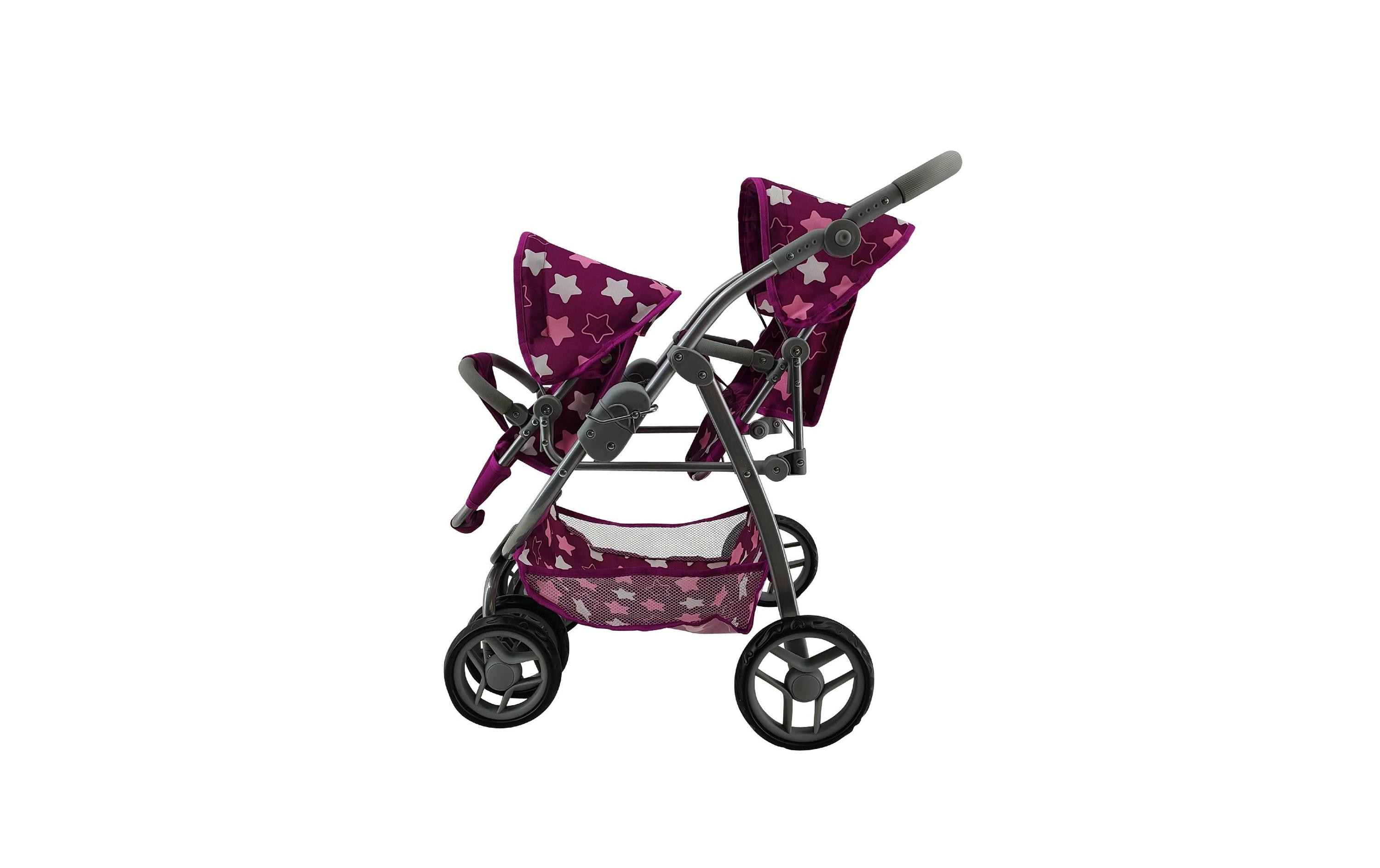Knorrtoys Zwillingspuppenwagen Milo Star Dark Pink