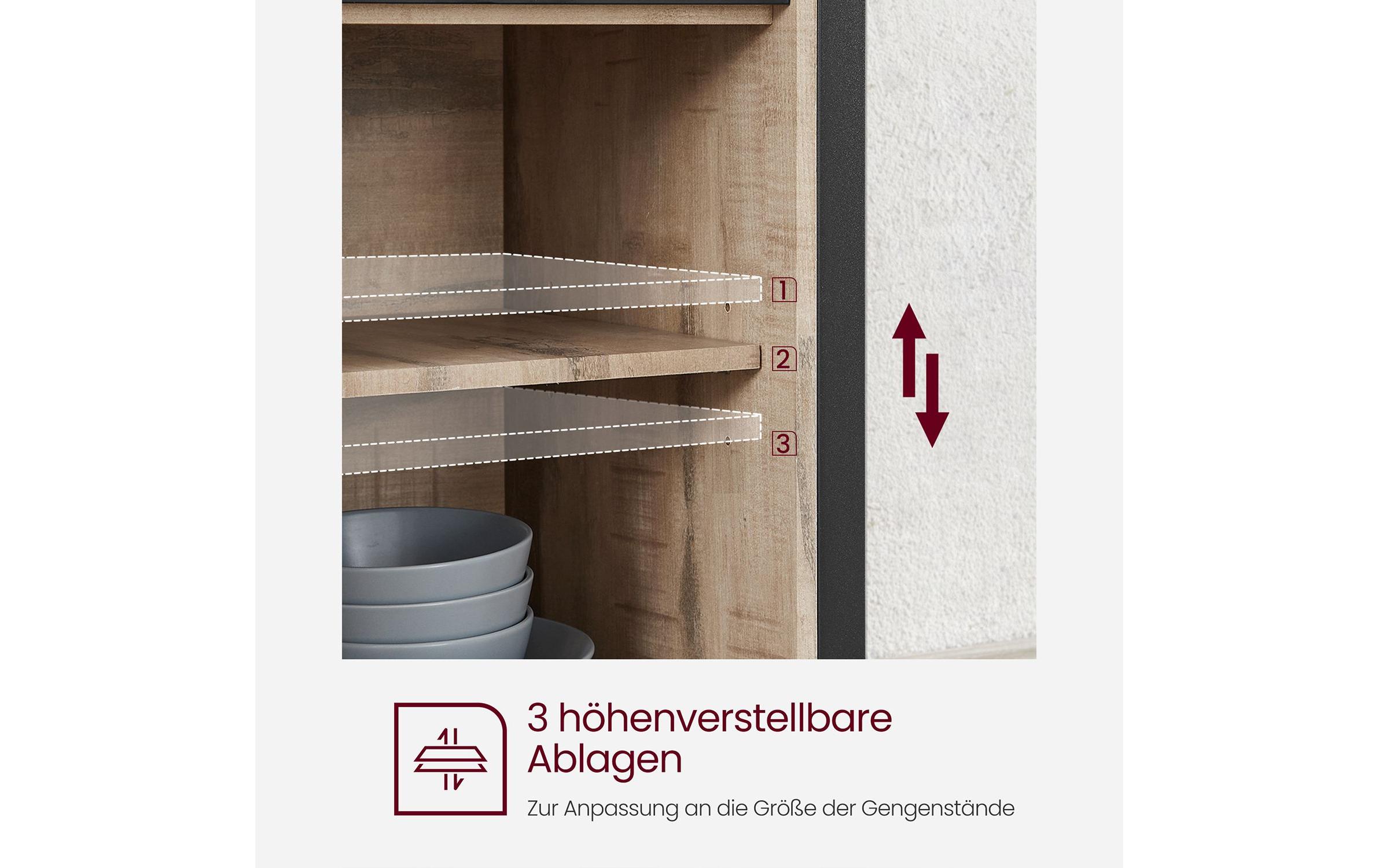 VASAGLE Kommode 100 x 80 cm, Braun/Schwarz