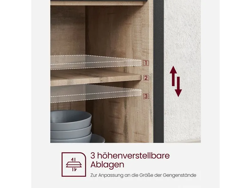 VASAGLE Kommode 100 x 80 cm, Braun/Schwarz VASAGLE Kommode 100 x 80 cm, Braun/Schwarz