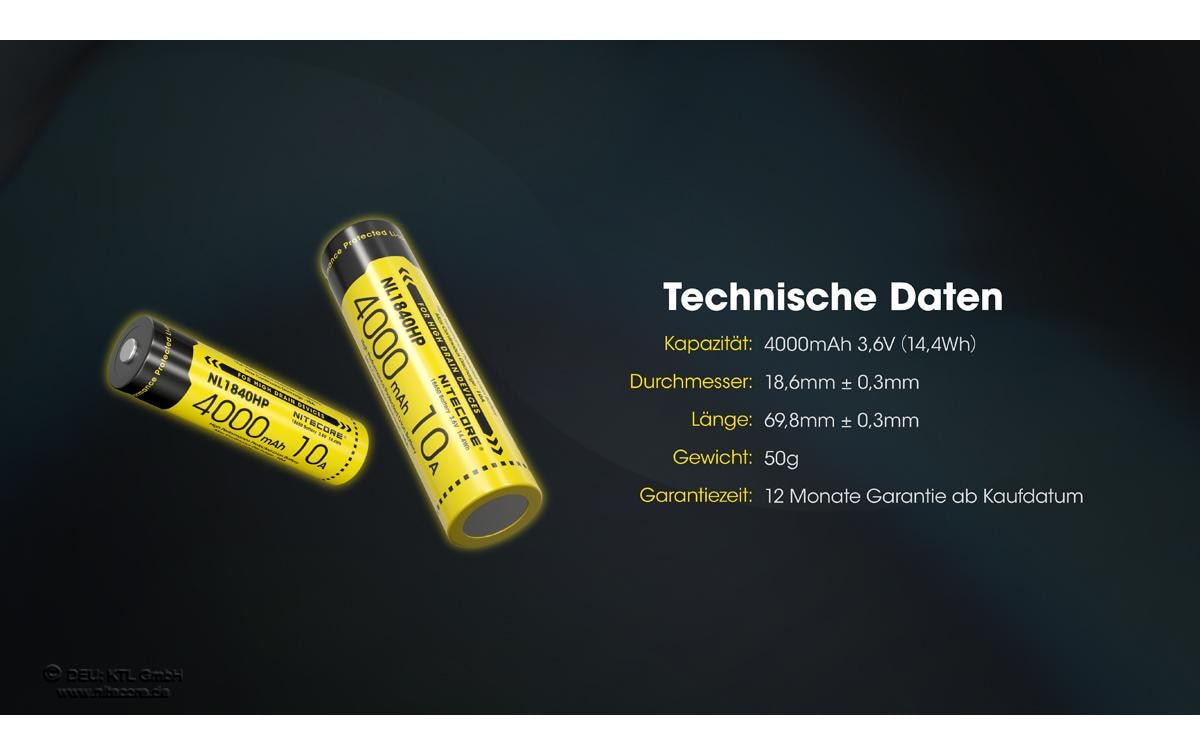 Nitecore Akku NL1840HP 4000 mAh