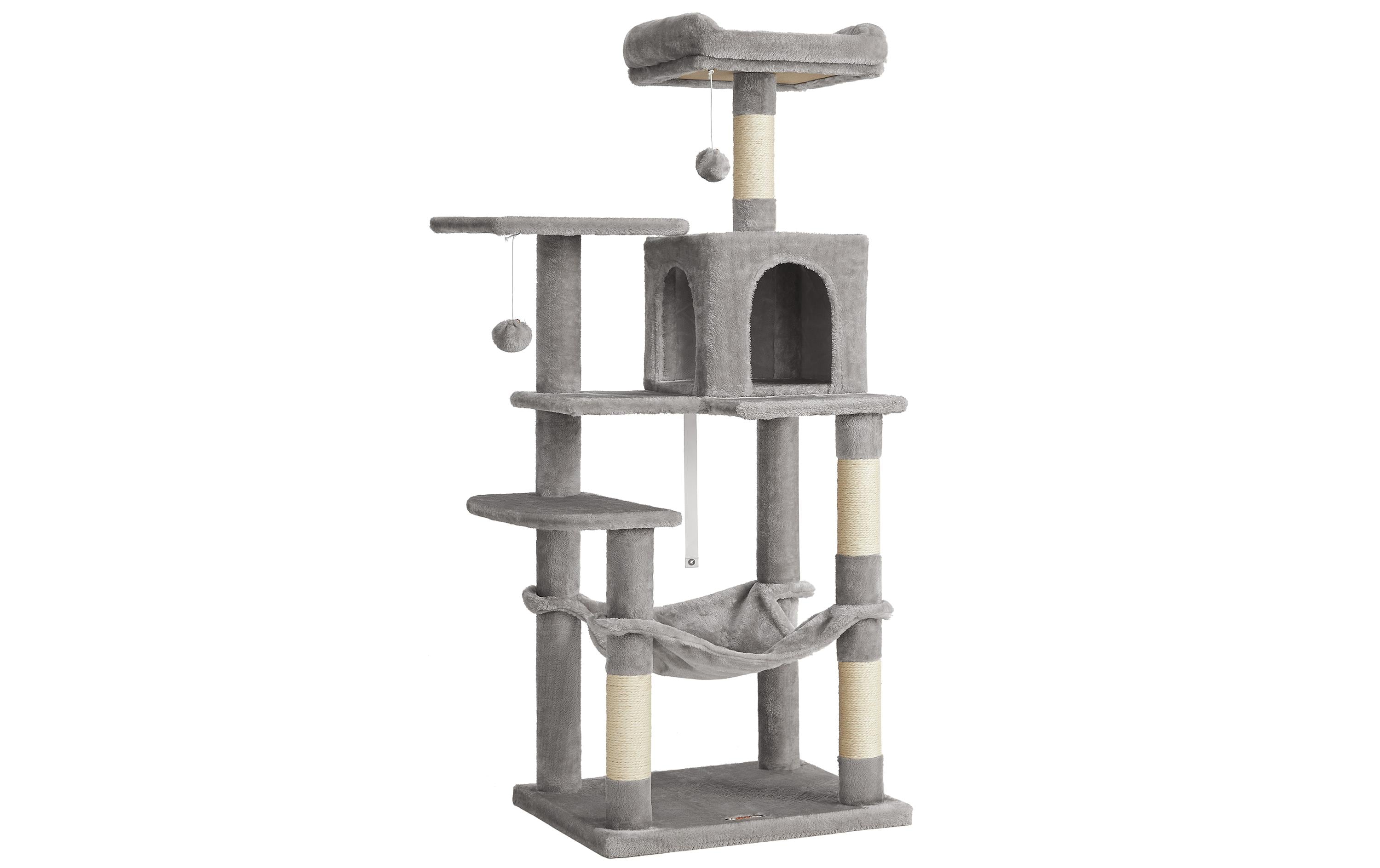 Feandrea Kratzbaum mit Hängematte, 143 cm, Grau/Beige Feandrea Kratzbaum mit Hängematte, 143 cm, Grau/Beige