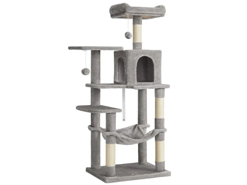 Feandrea Kratzbaum mit Hängematte, 143 cm, Grau/Beige