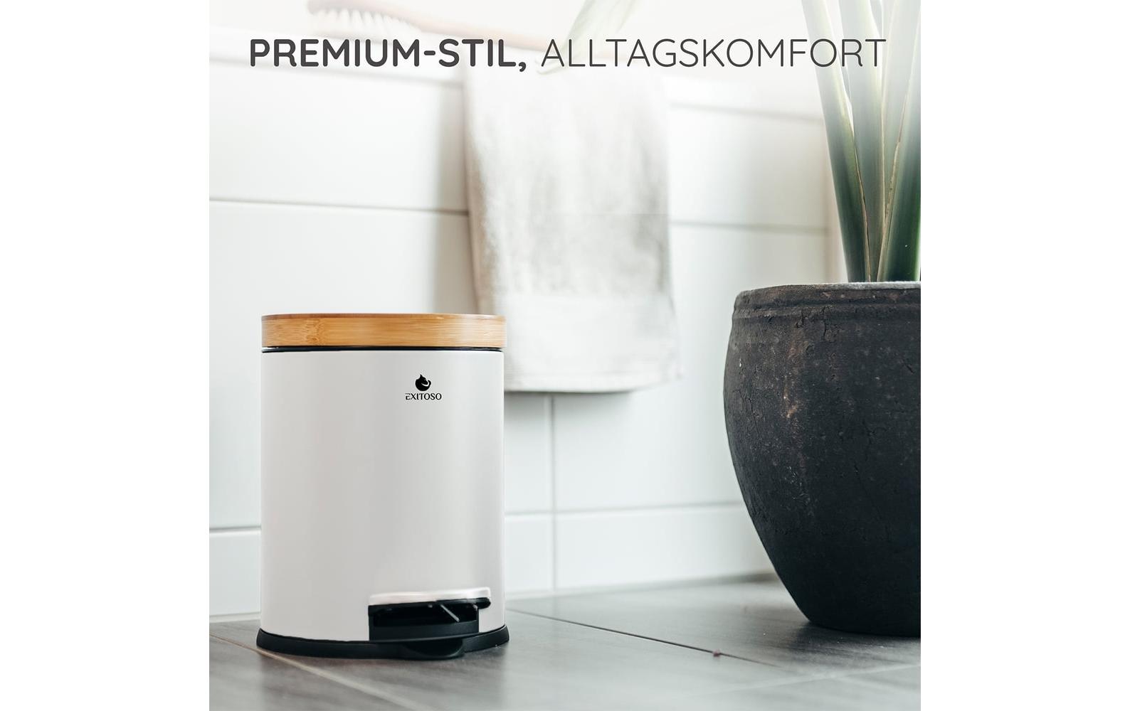 Exitoso Tretmülleimer mit Softclose-Deckel 5 l, Weiss