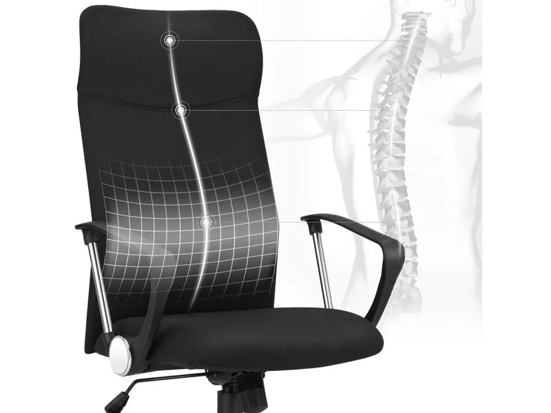 Songmics Bürostuhl mit Polster und Armlehnen, Schwarz Songmics Bürostuhl mit Polster und Armlehnen, Schwarz