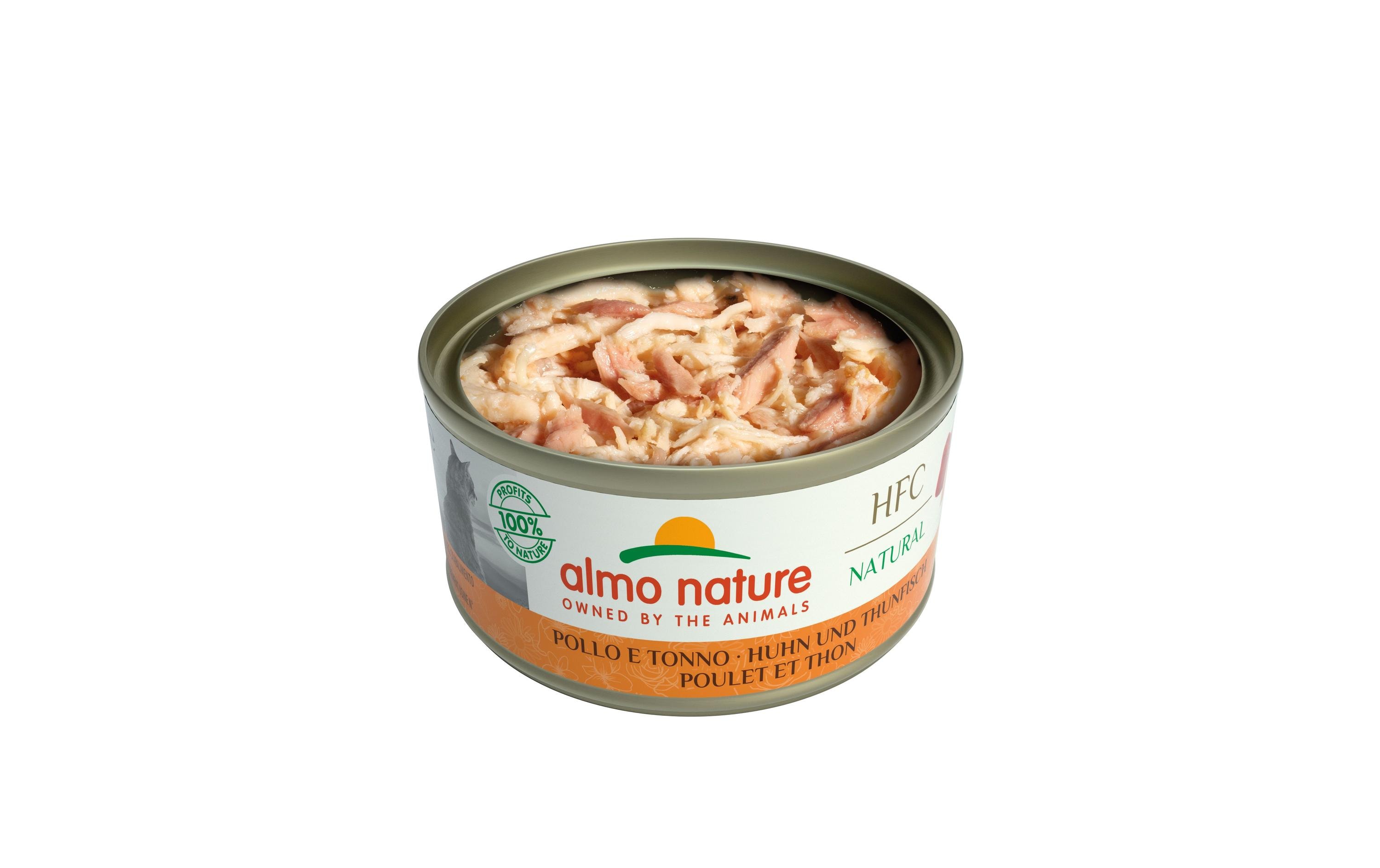 Almo Nature Nassfutter HFC Natural Huhn und Thunfisch, 24 x 70 g
