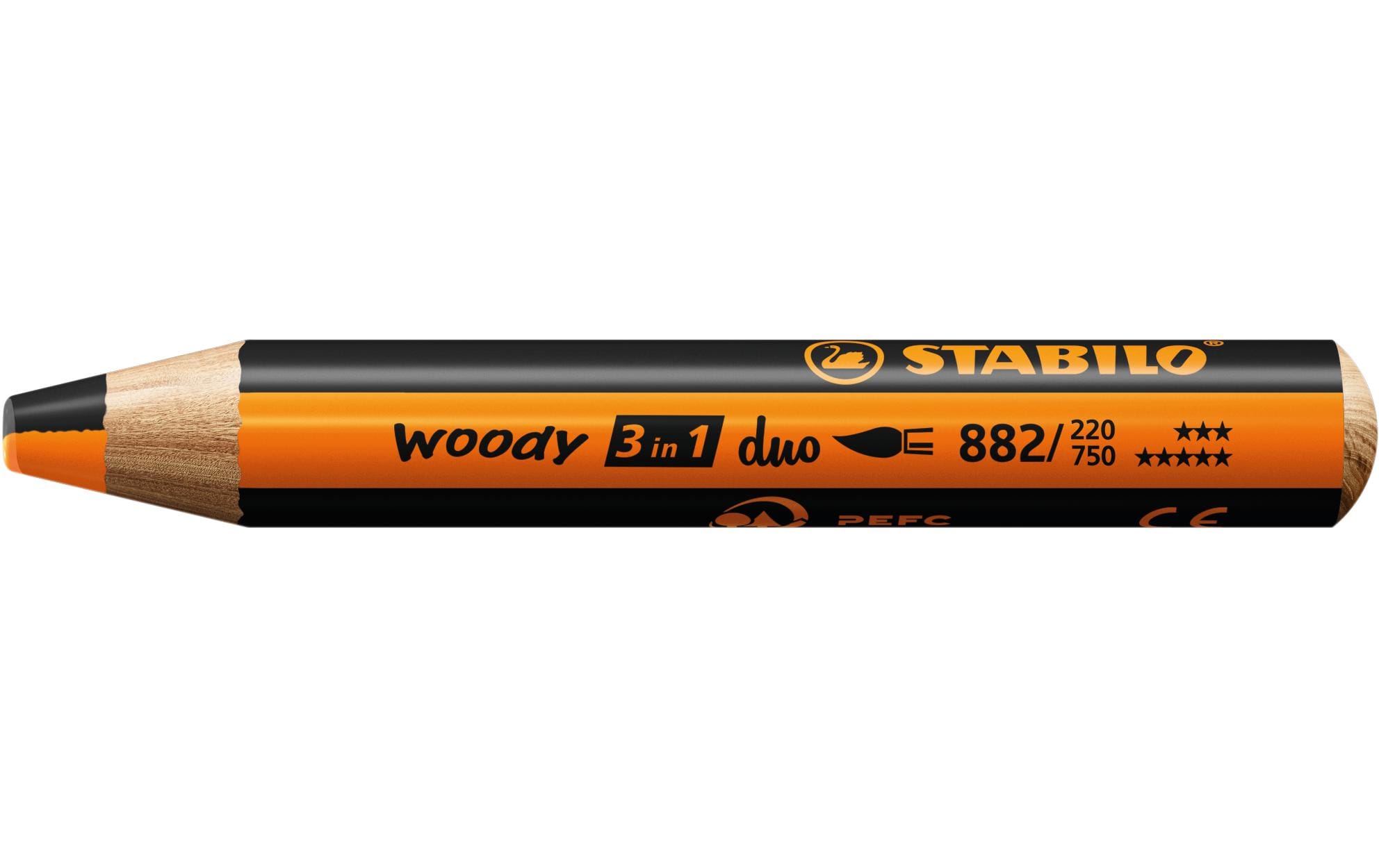 STABILO Wachsmalstifte Woody 3 in 1 duo Orange / Schwarz