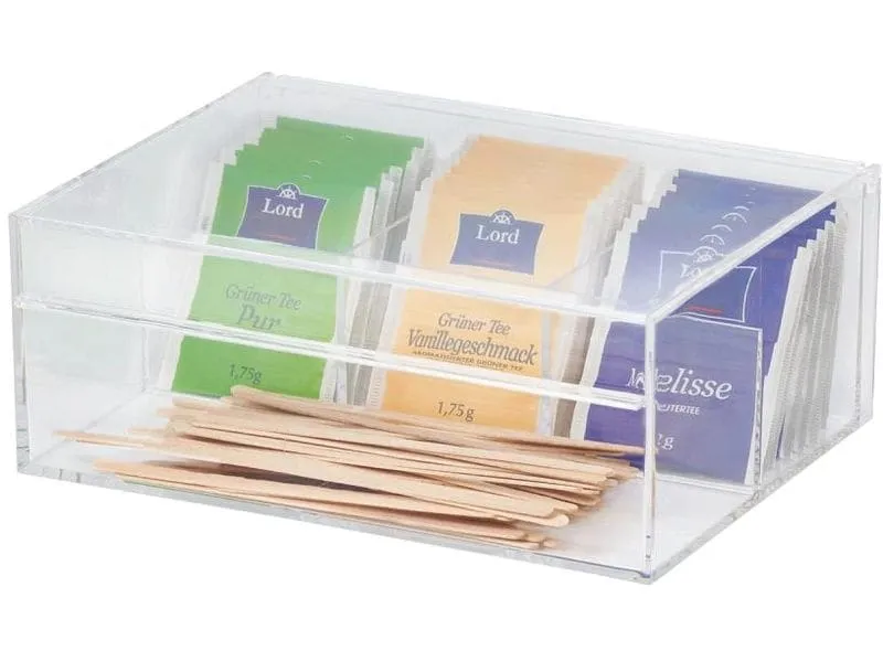 APS Teebox / Multibox, ca. 22 x 17 cm, H8.5 cm Weiss/Transparent