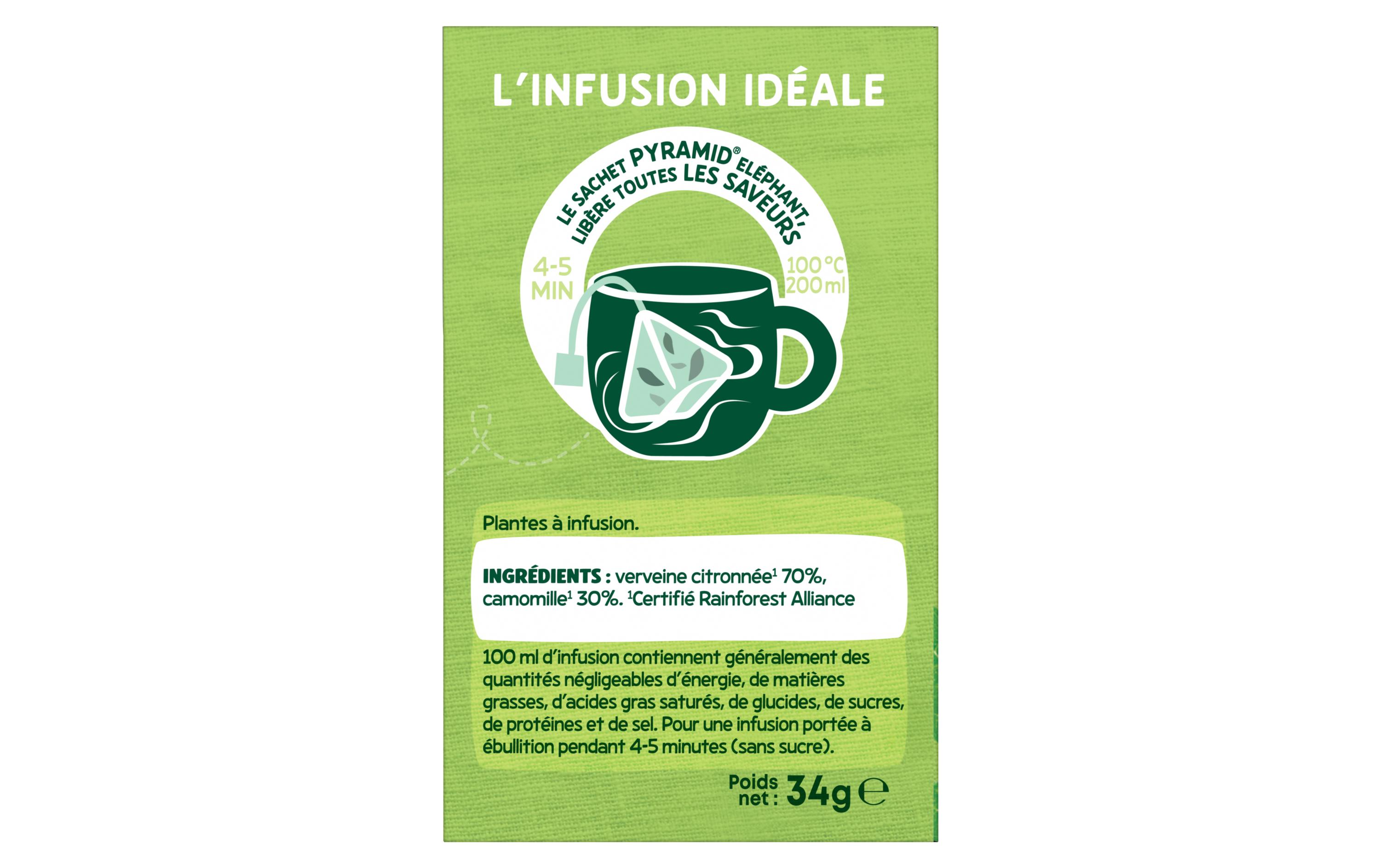 Eléphant Teebeutel Verveine Citronnée, Camomille 20 Stück