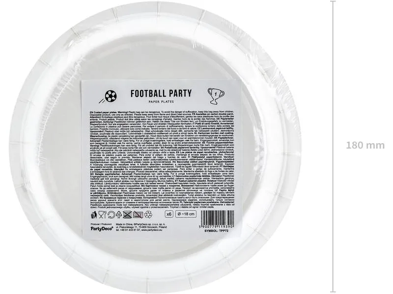 Partydeco Einwegteller Fussball 18 cm, 6 Stück, Schwarz/Weiss Partydeco Einwegteller Fussball 18 cm, 6 Stück, Schwarz/Weiss