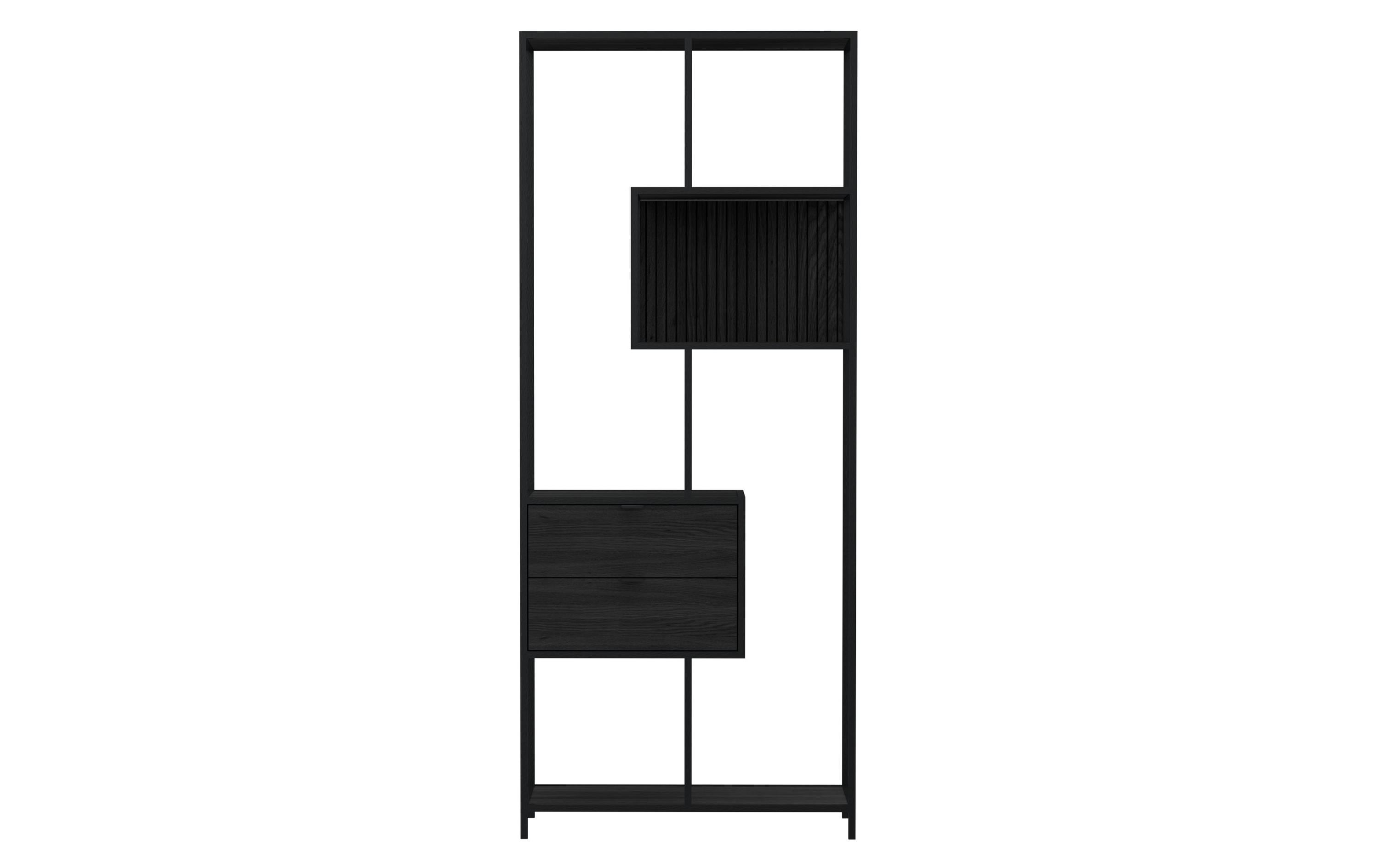 AC Design Regal Seaford Schwarz, 77 x 35 x 185 cm